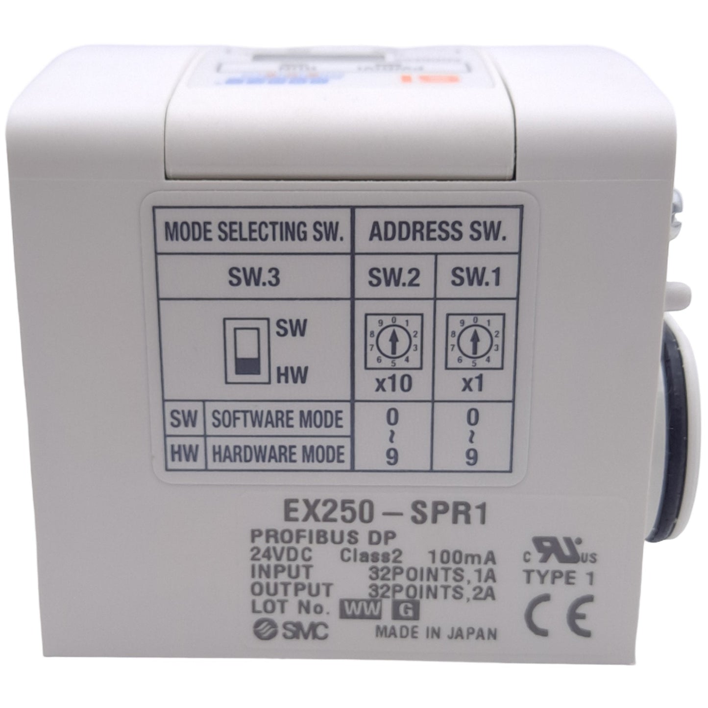 New SMC EX250-SPR1 PROFIBUS DP Serial Interface Unit, 24VDC 100mA, 32 I/O PNP, DIN