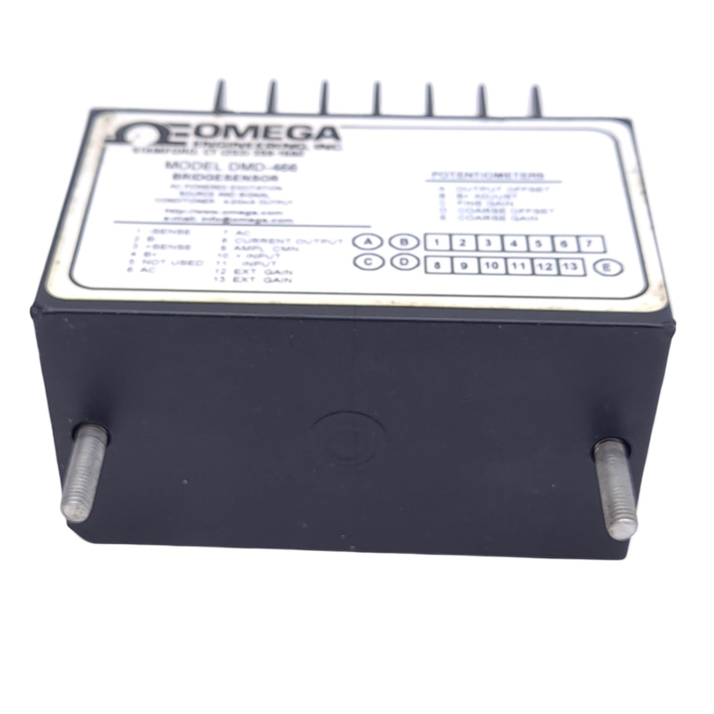 Used Omega DMD-466 Bridgesensor Signal Conditioner, 10-50mV In, 4-20mA Out, 115VAC