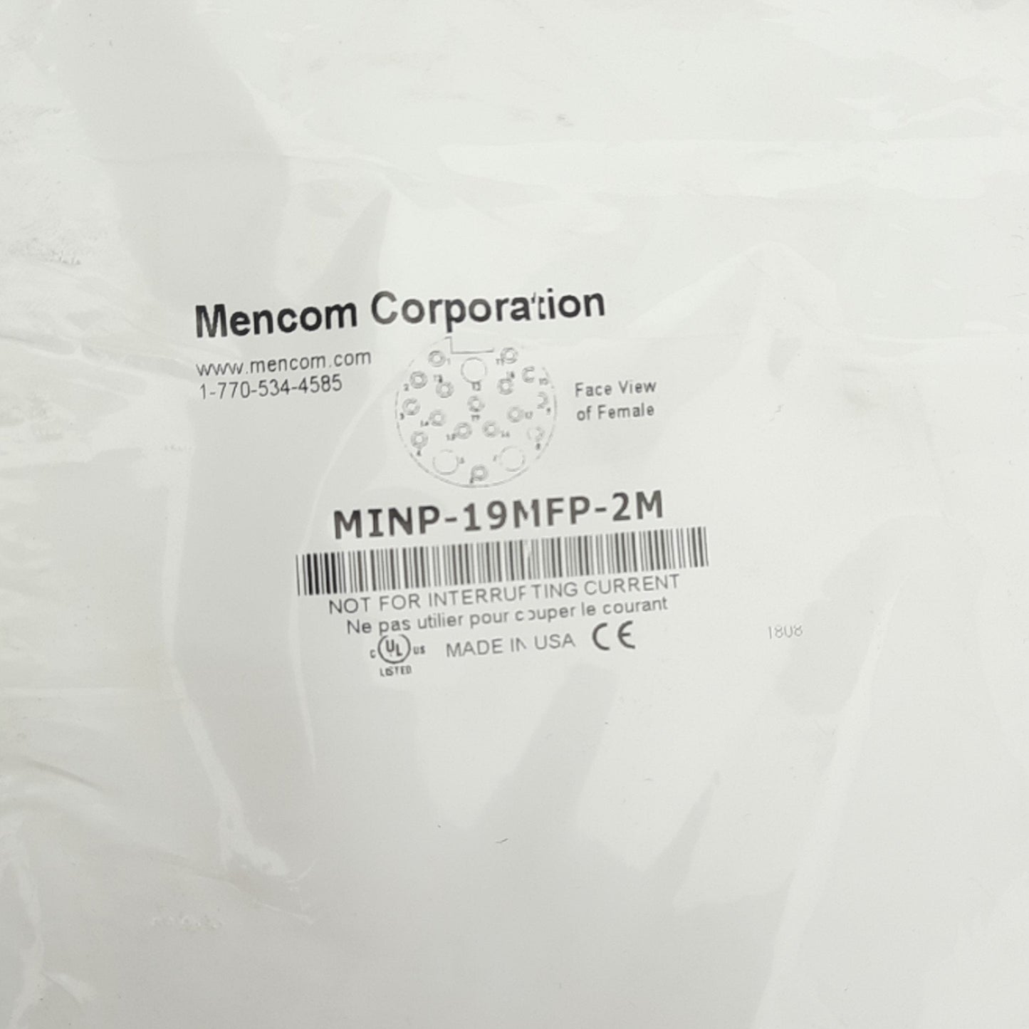 New Mencom MINP-19MFP-2M Cordset, MIN Size III 19-Pole, Male to Female