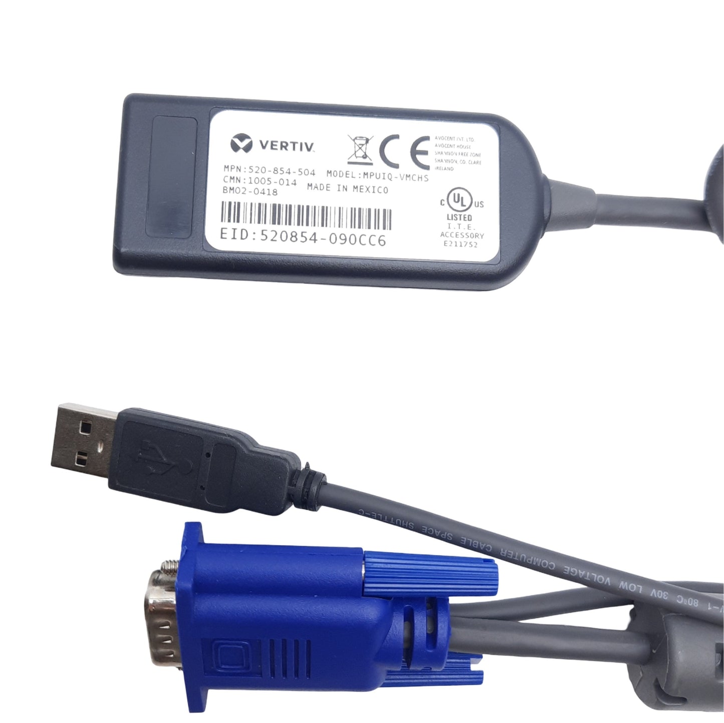 New Vertiv MPUIQ-VMCHS Server Interface Module, VGA, USB-A, RJ 45 Female