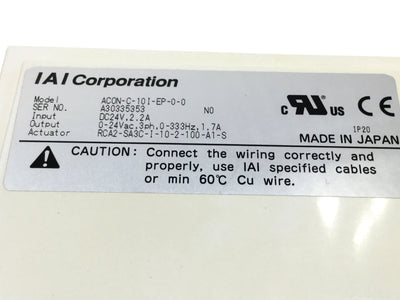 Used IAI ACON-C-20I-NP-2-0 Positioner Controller 24VDC Input, 0-24VAC Out 20W, NPN