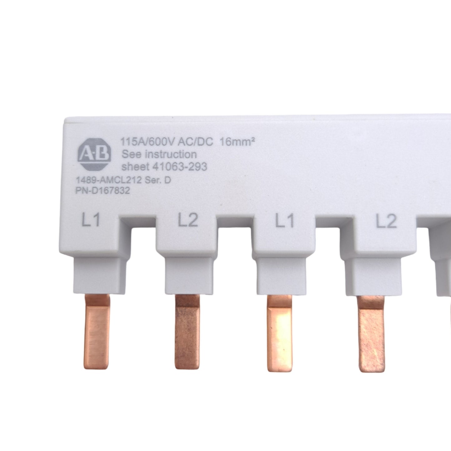 New Allen Bradley 1489-AMCL212 D167832 MCB Bus Bar, 2-Phase 12-Pin, 600V AC/DC, 115A