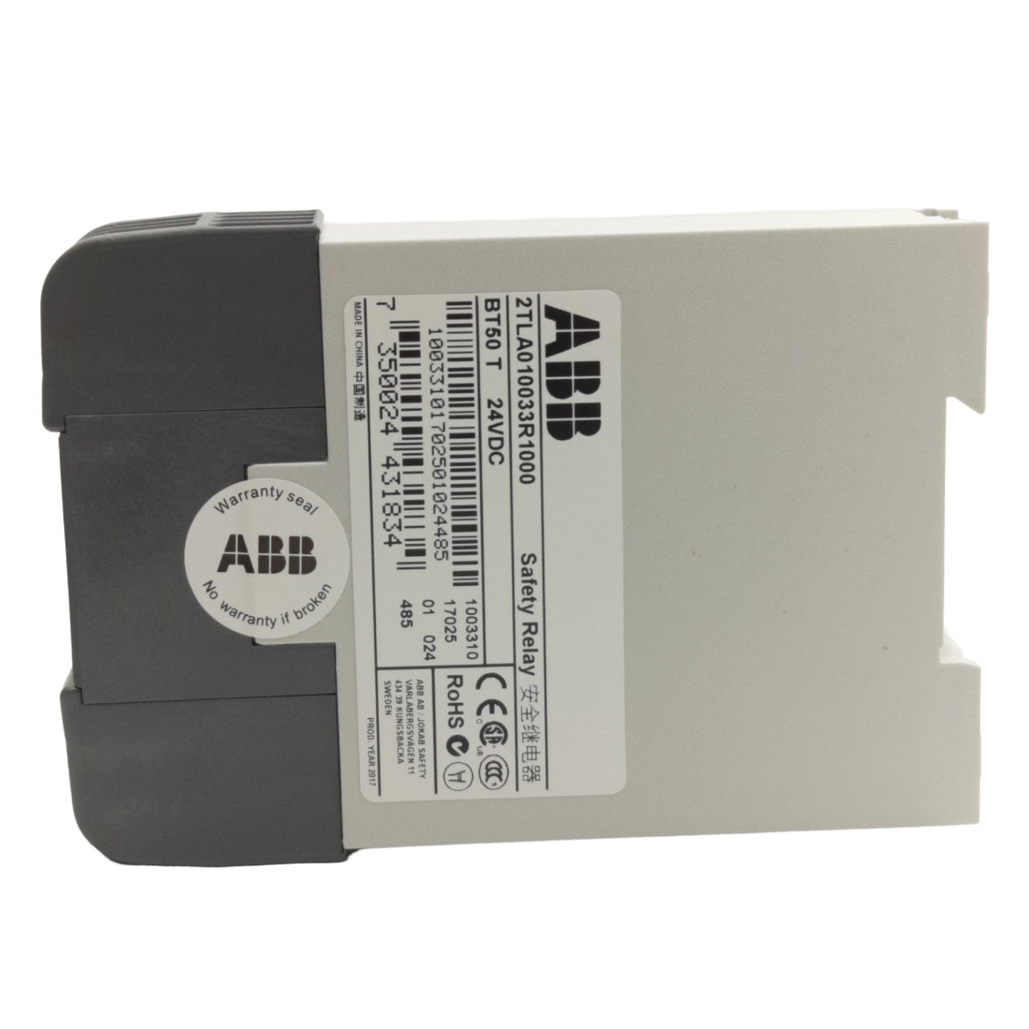 New ABB 2TLA010033R1000 BT50T Safety Relay, 3NO+1NC Output, 250VAC/24VDC 6A Contact