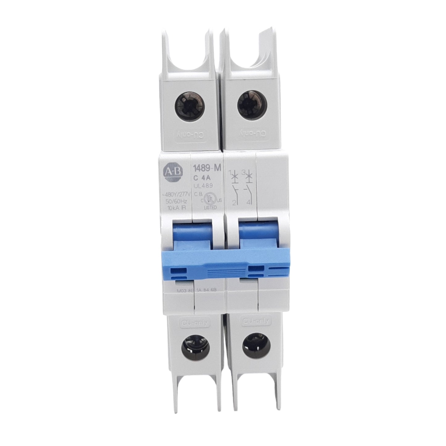New Allen Bradley 1489-M2C040 Circuit Breaker, 480Y/277V AC, 96V DC, 4A, 2-Pole
