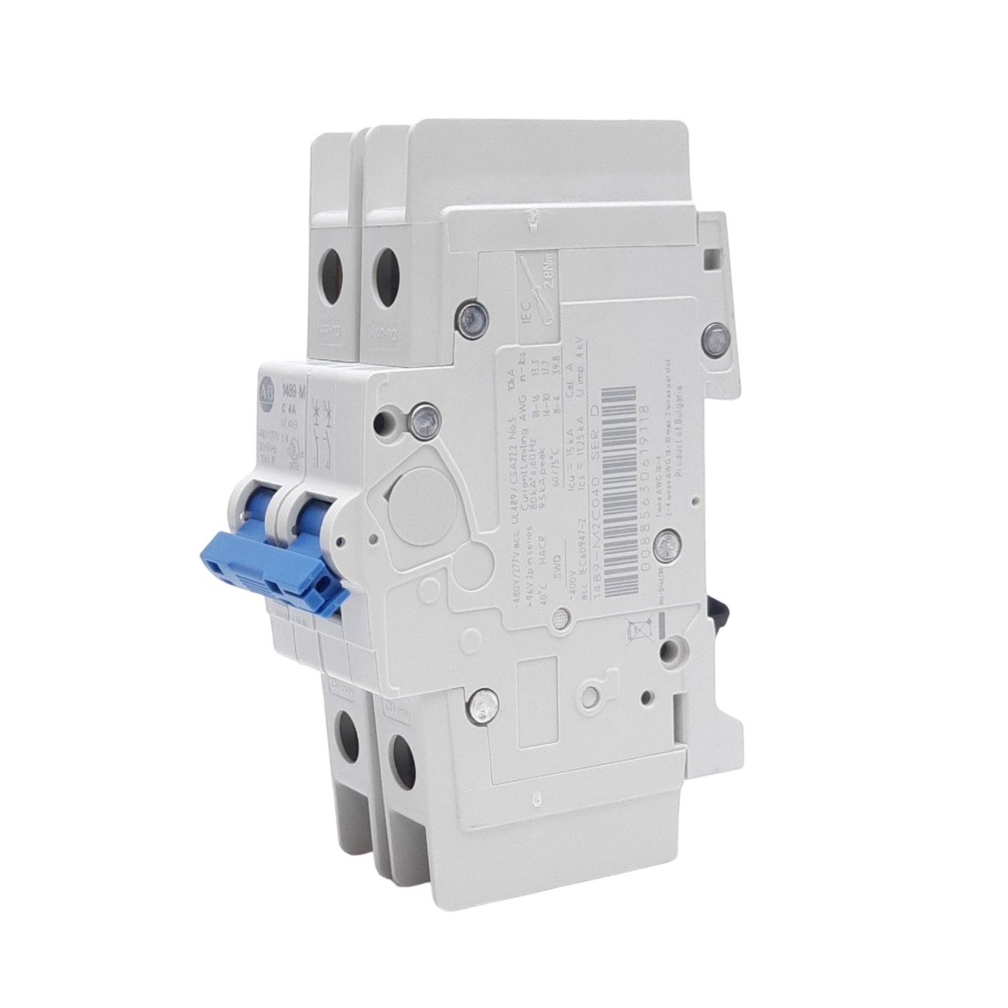 New Allen Bradley 1489-M2C040 Circuit Breaker, 480Y/277V AC, 96V DC, 4A, 2-Pole