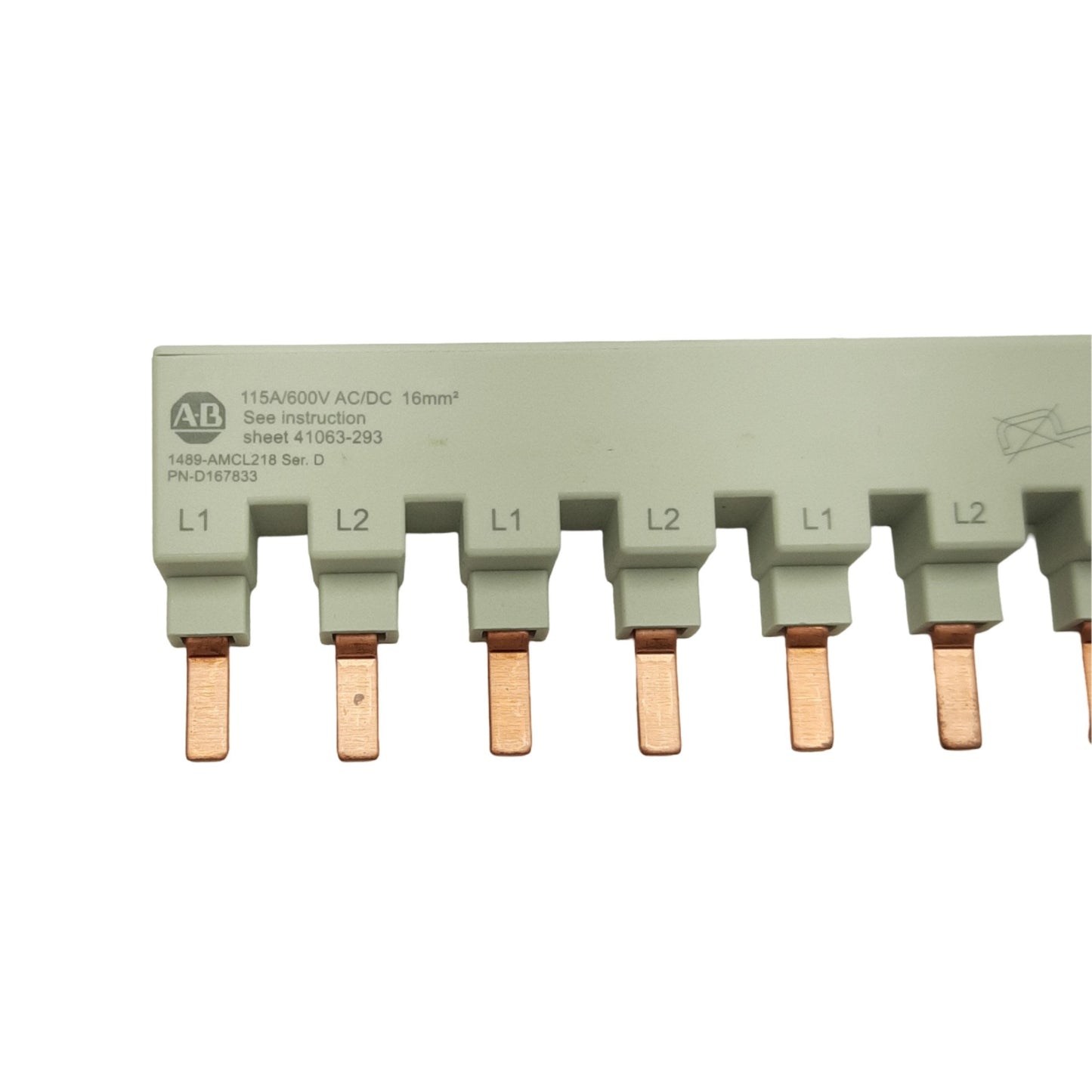 New Allen Bradley 1489-AMCL218 MCB Bus Bar, 2-Phase 18-Pins, 600V AC/DC, 115A
