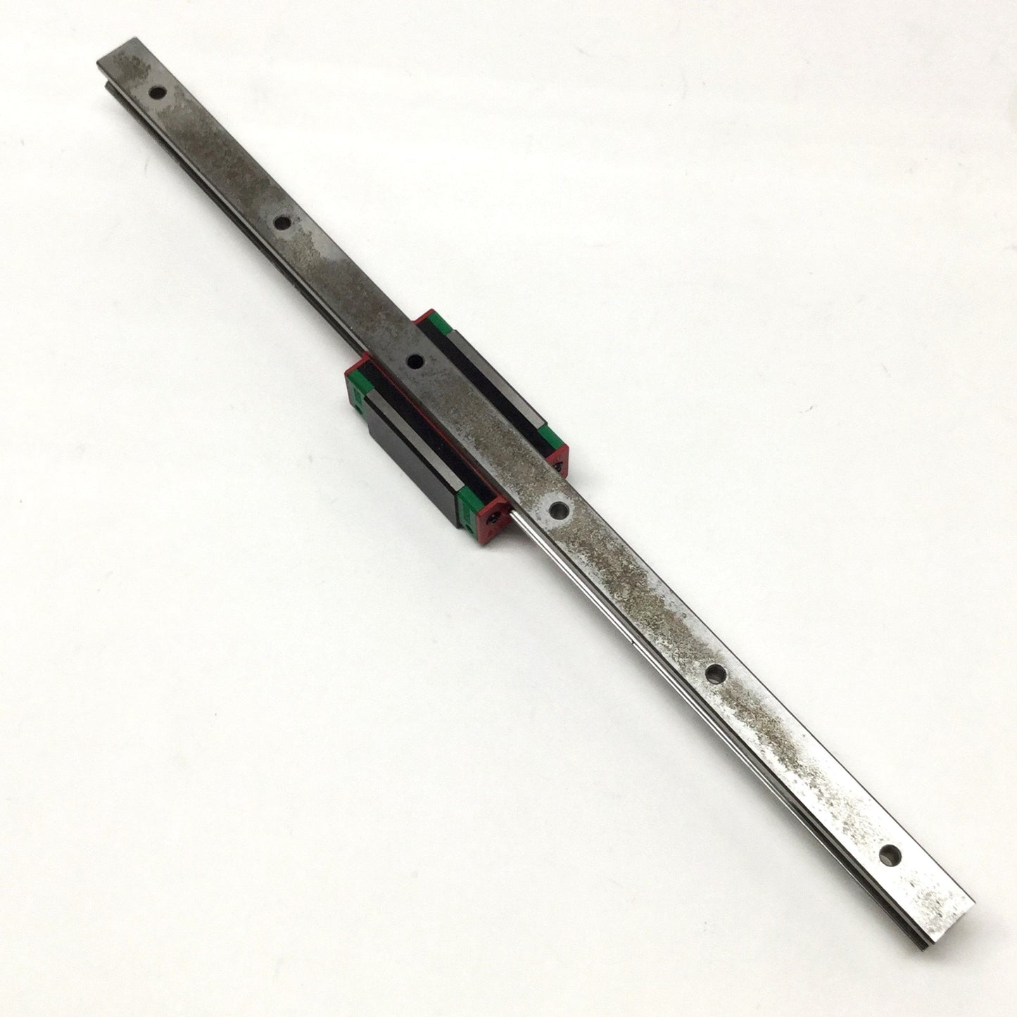 Used Hiwin HGH15CA (x2) Ball Bearing Carriage Block Slides on 590mm Linear Guide Rail