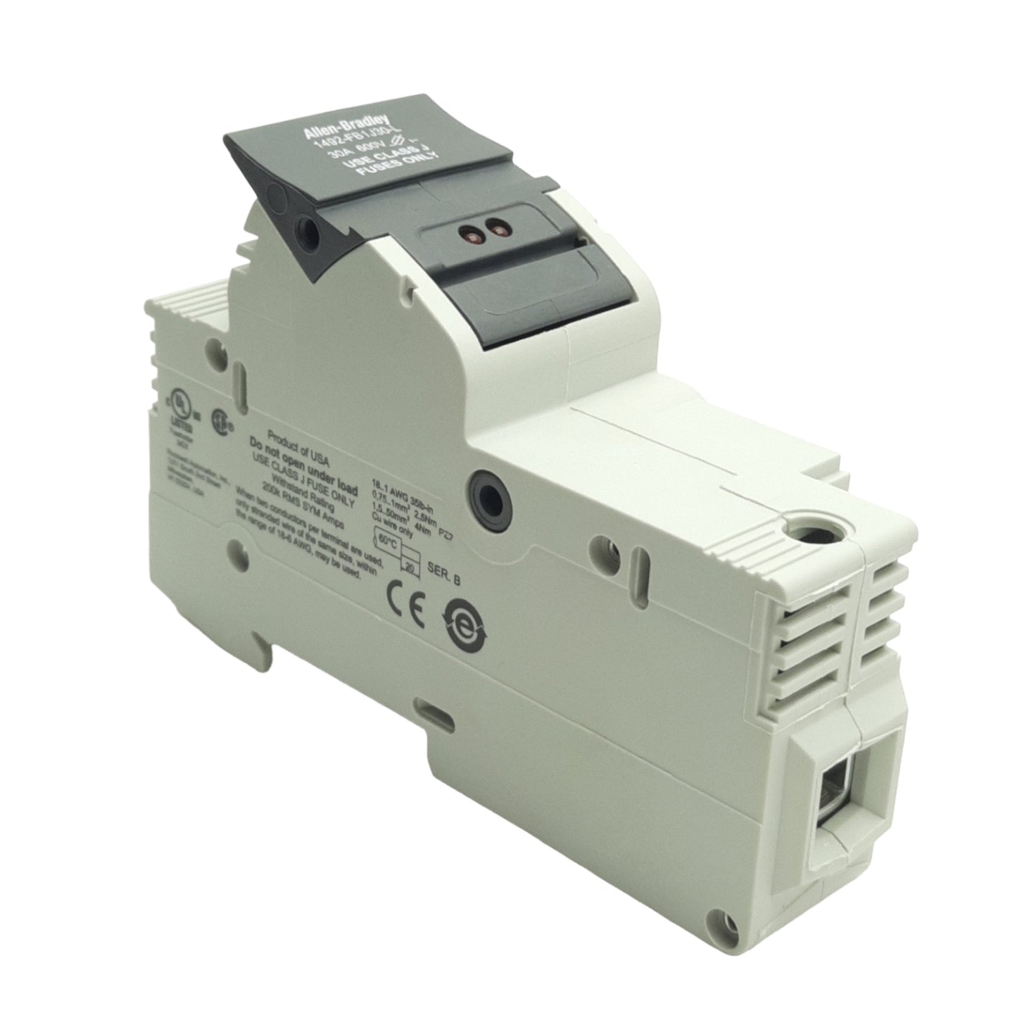 New Allen Bradley 1492-FB1J30-L Fuse Holder Block, 1-Pole, 600VAC 30A, Class J Fuse