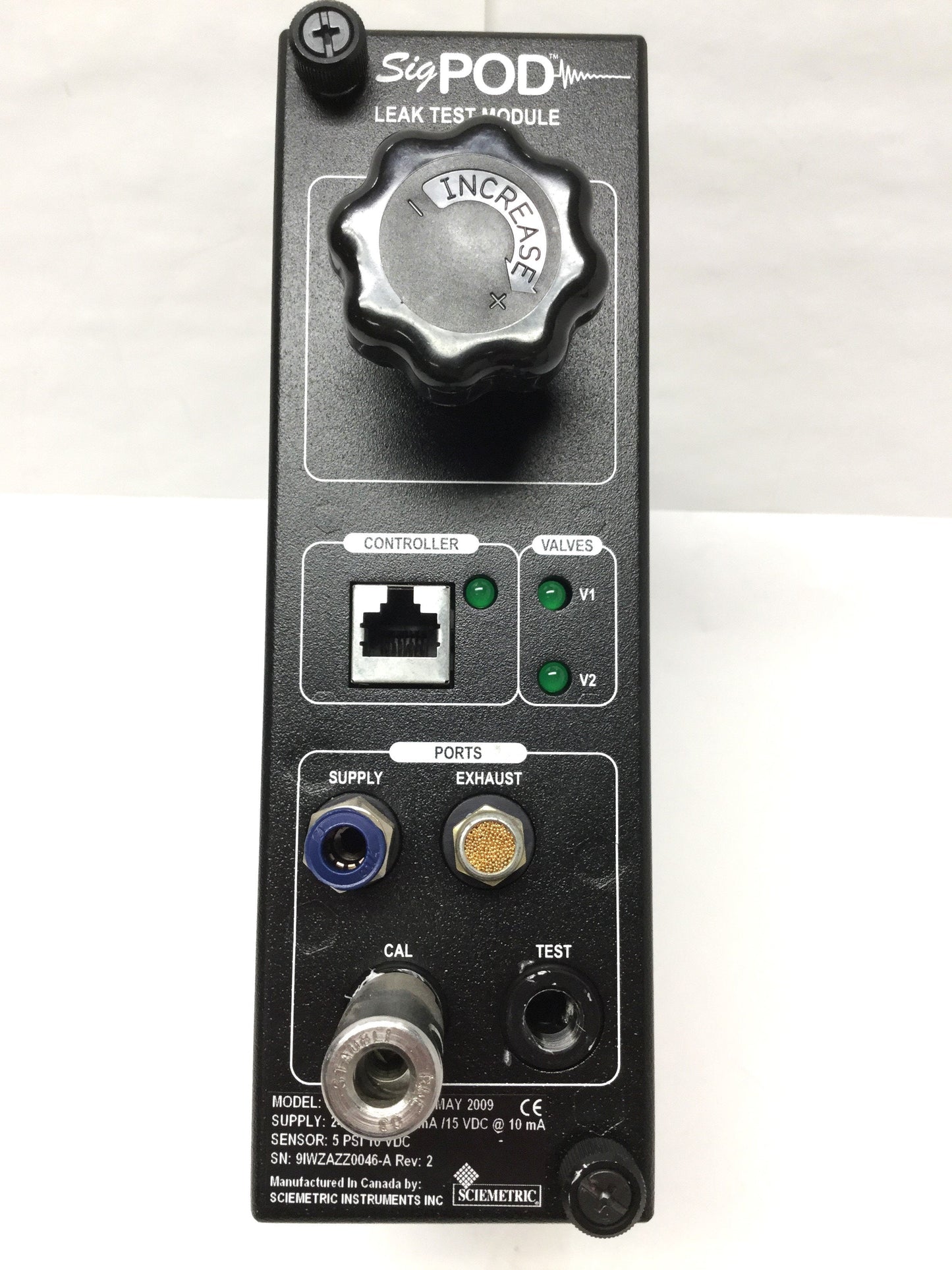 Used SCIEMETRIC 3501 sigPOD Air Pressure Decay Leak Test Module 24VDC 0-5psi 0-10VDC