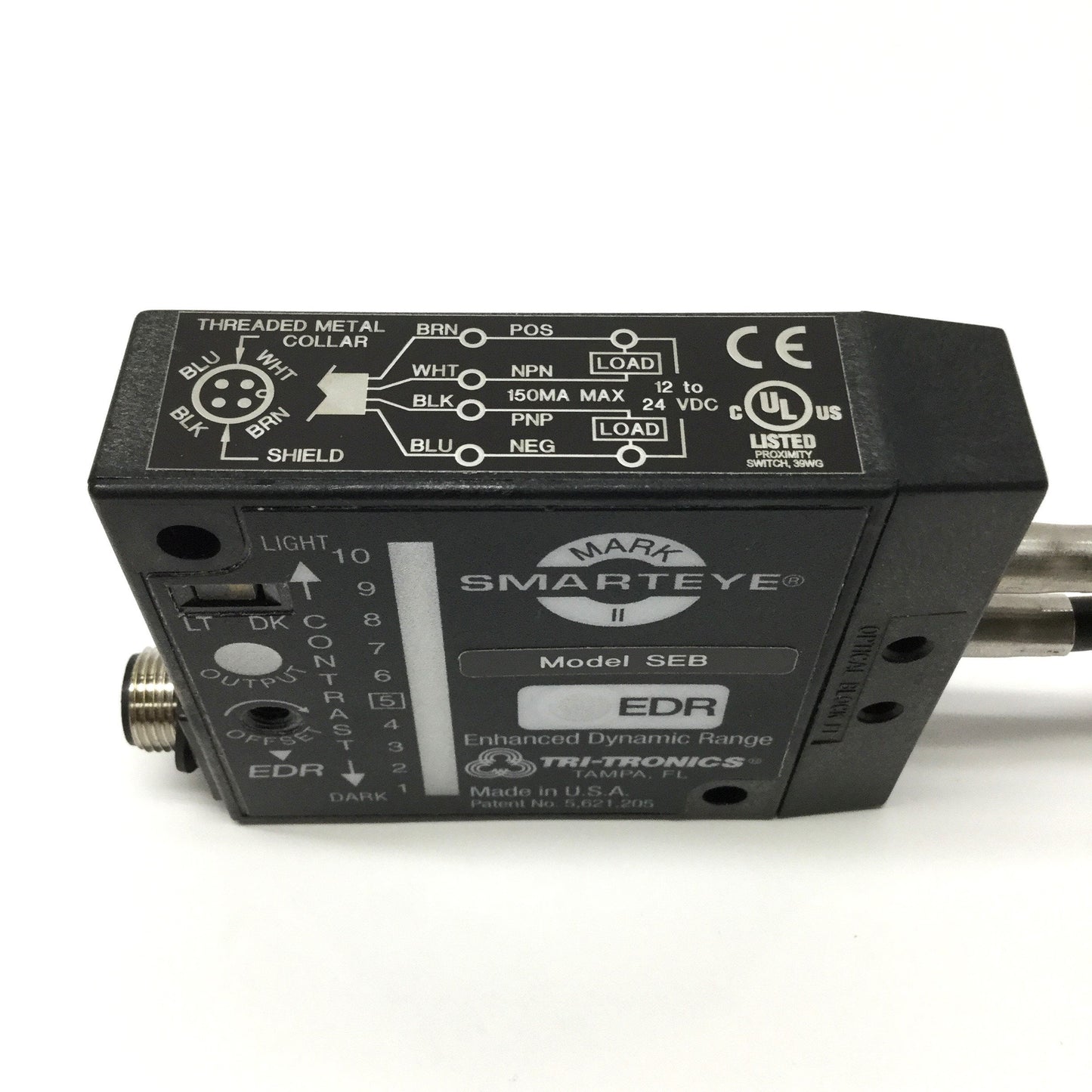 Used Tri-Tronics Model SEB SmartEye Mark II Photo Sensor Blue LED 12-24VDC w/ Fibers