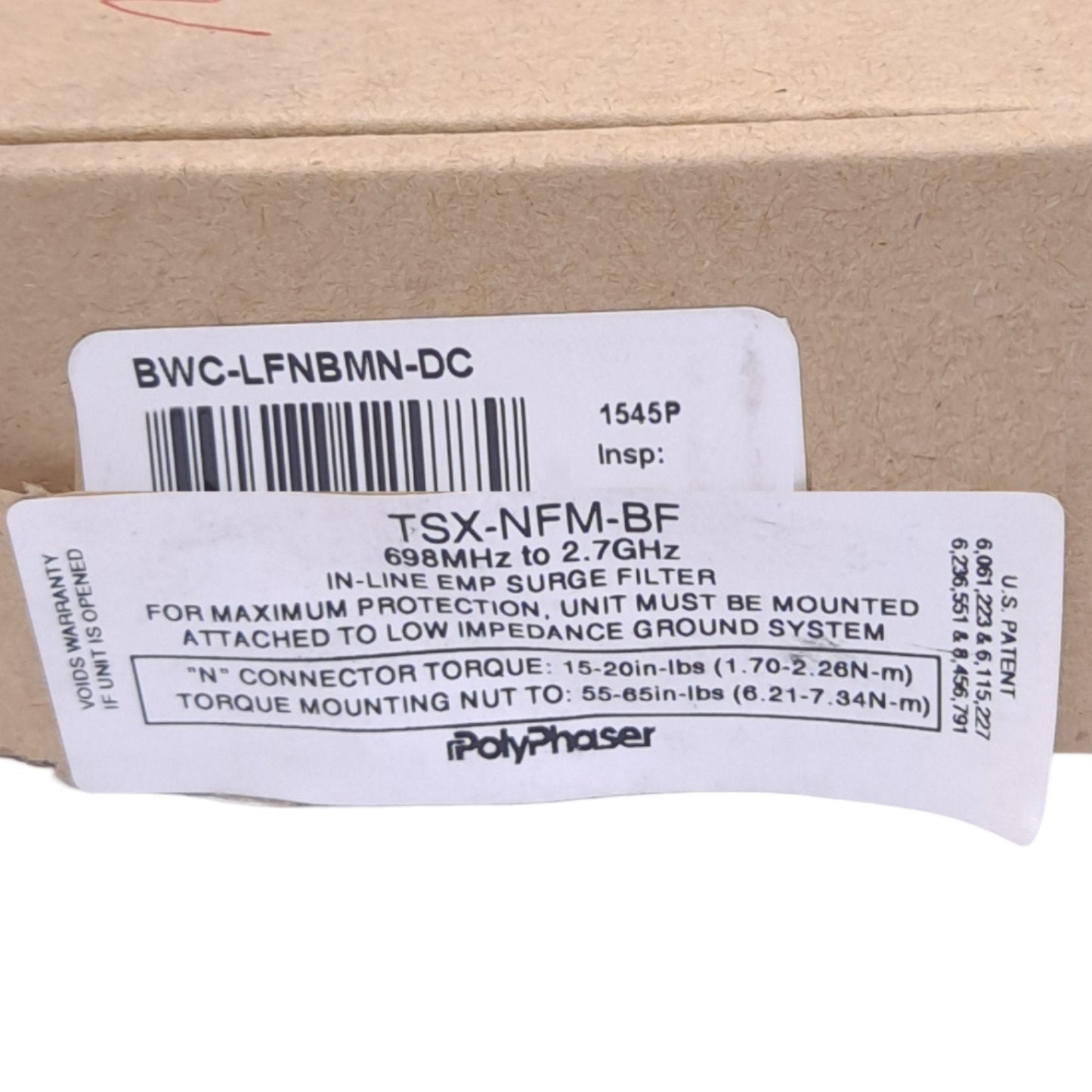 New Banner BWC-LFNBMN-DC Surge Suppressor, 698MHz to 2.7GHz, N-Type, 40kA 8x20µs Max