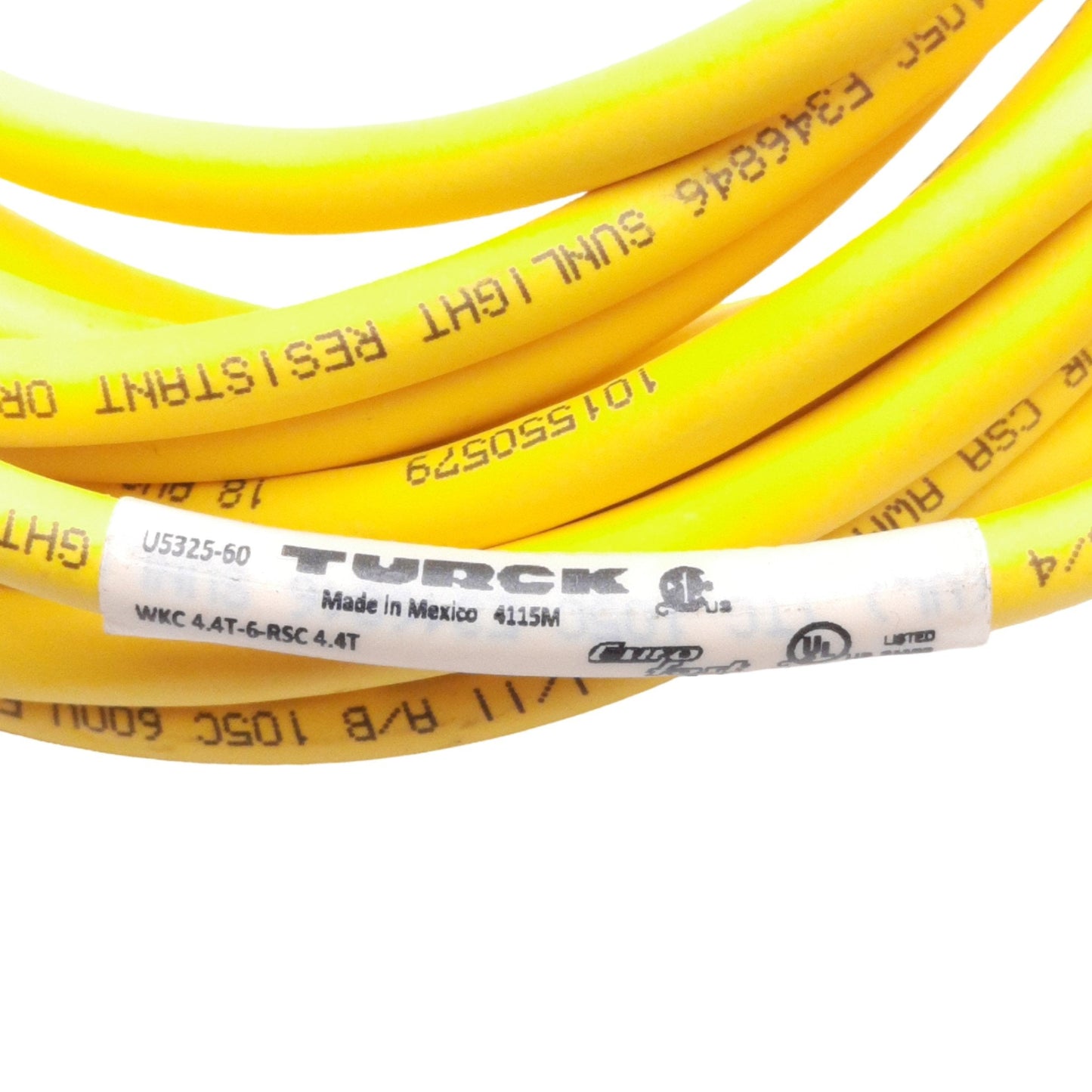 New Turck WKC 4.4T-6-RSC 4.4T Cordset, M12 4-Pin M/F, 6 Meters, 250VAC/DC 4A