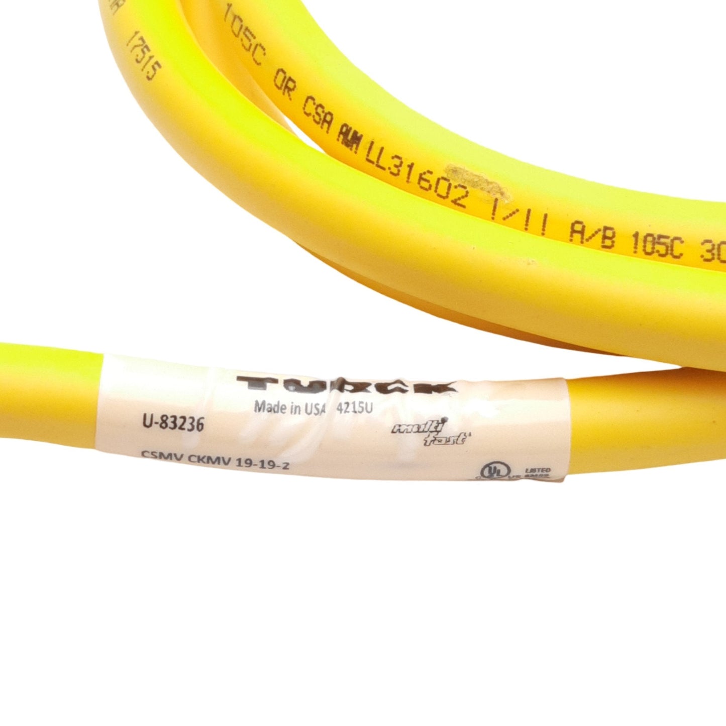 New Turck CSMV CKSMV 19-19-2 MultiFast Cordset, M23 19-Pin M/F, 2 Meters, 150V 9A