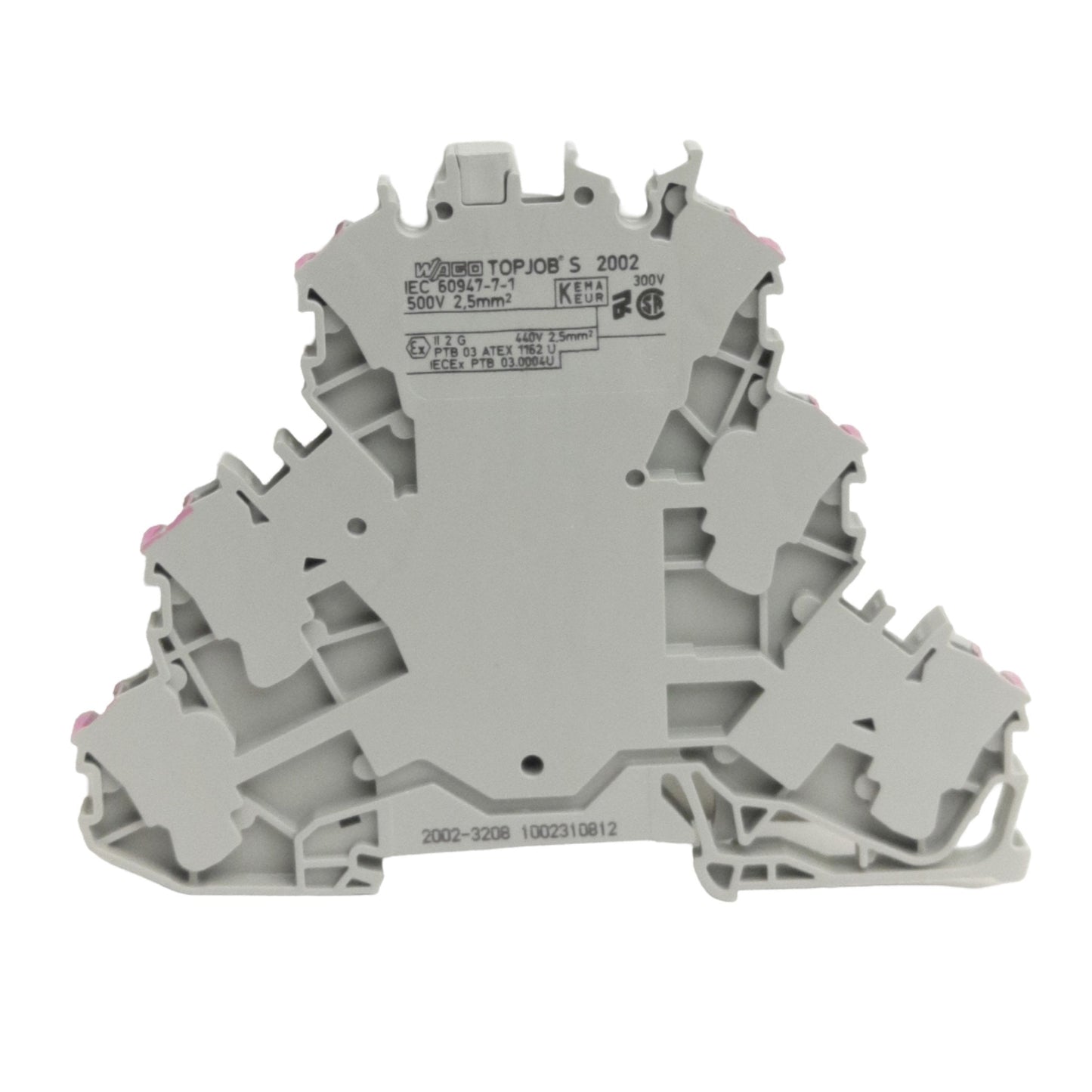 New Lot of 5 Wago 2002-3208 TopJob S Triple Deck Terminal Block, 500V 28A, DIN Mount