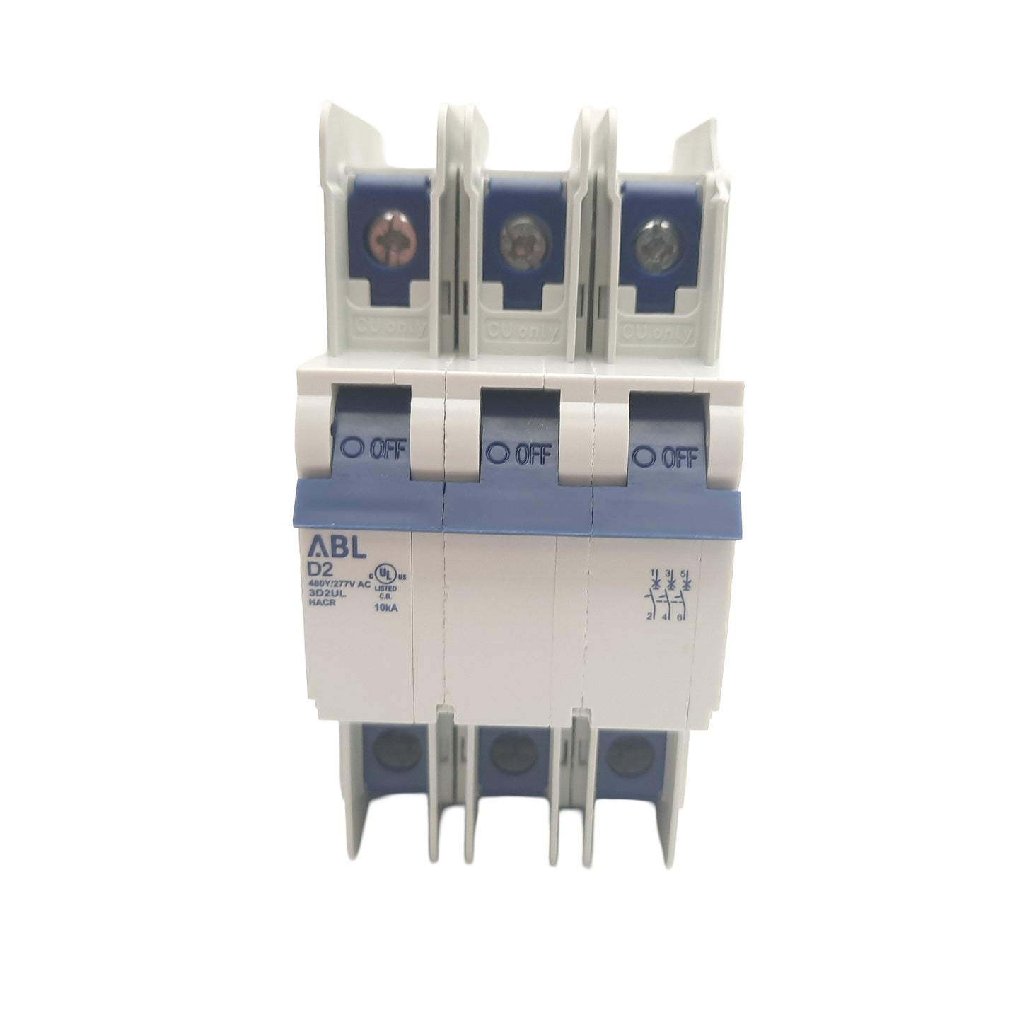 New Altech 3D2UL Molded Case Circuit Breaker, 3 Pole, 480Y/277VAC 2A, DIN Rail Mount