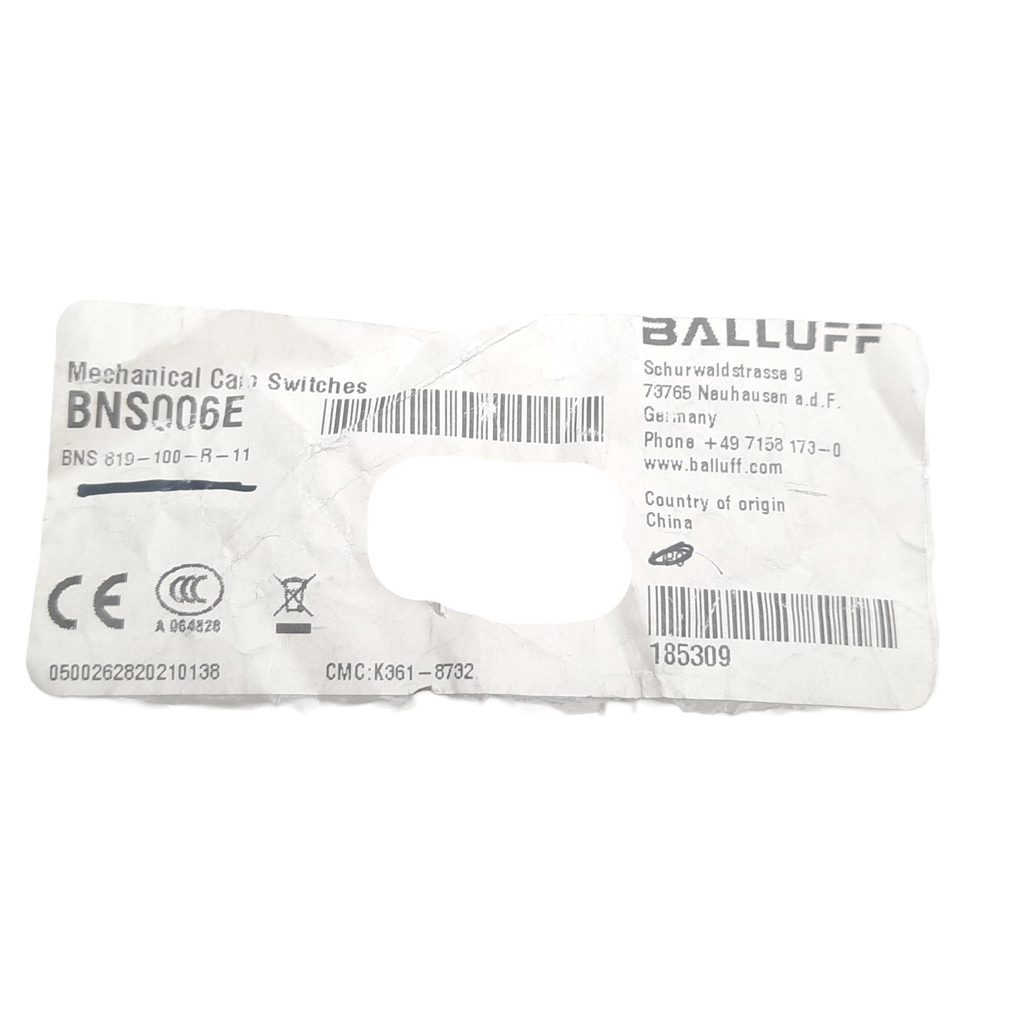 New Balluff BNS006E (BNS 819-100-R-11) Limit Switch, 250VAC, 5A, Screw Terminal