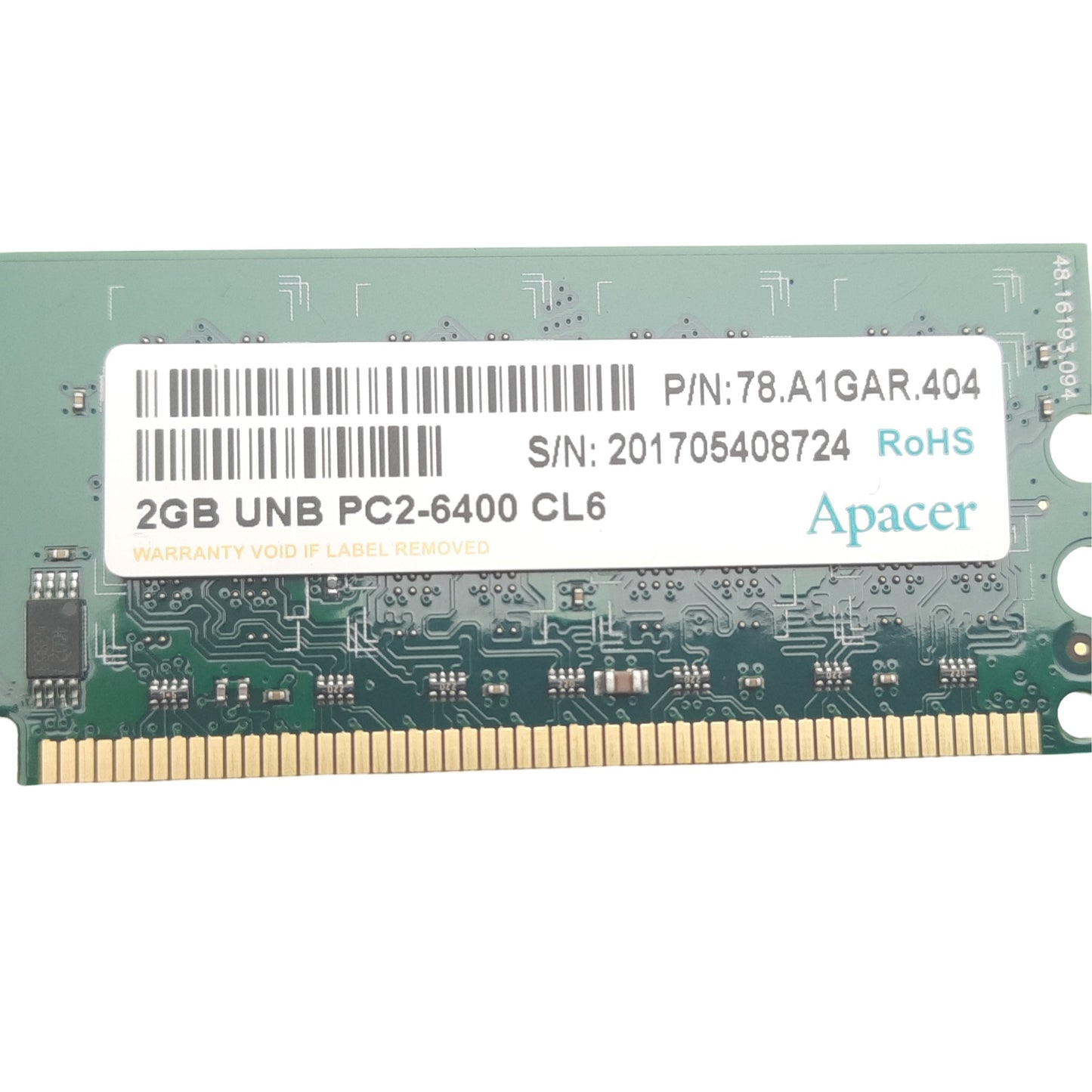 New Apacer 96D2-2G800NN-AP Memory Module DDR2, 2 GB DIMM, 400MHz, Unbuffered Non-ECC