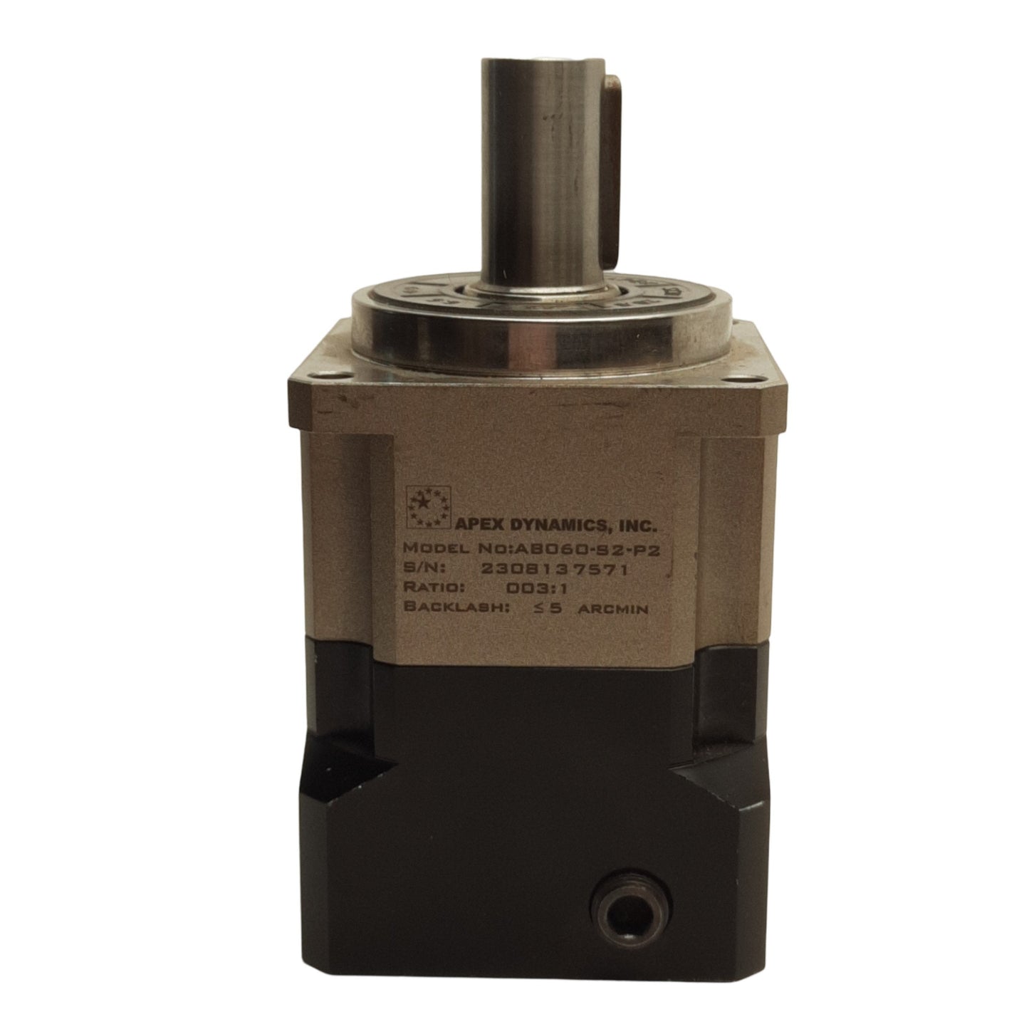 Used APEX Dynamics AB060-3-S1-P2 Planetary Gearbox 3:1, 55Nm, 15mm Shaft, 60mm Mount