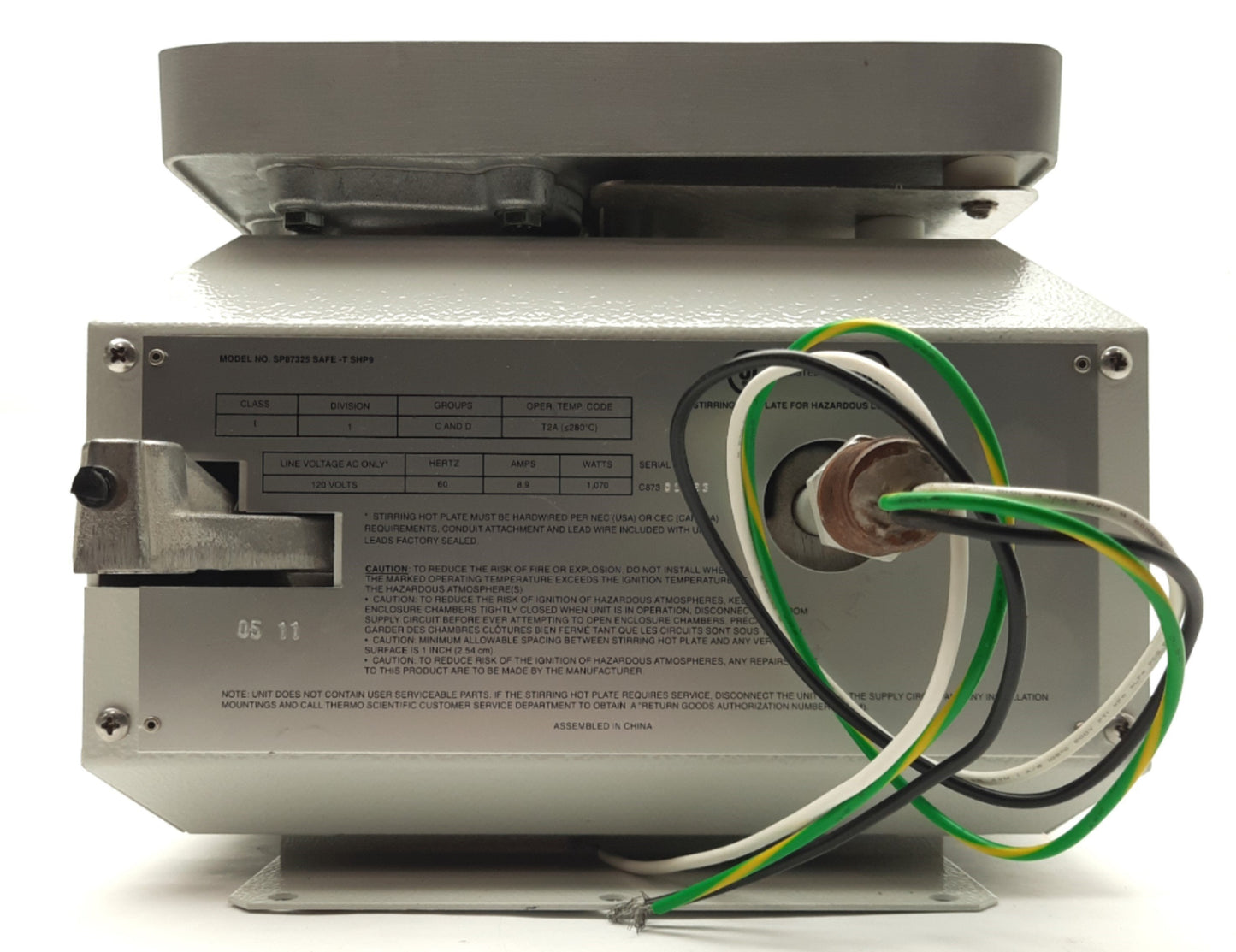Used Thermo Scientific SP87325 SAFE-T SHP9 Explosion Proof Stirrer 1200RPM 220C 120V