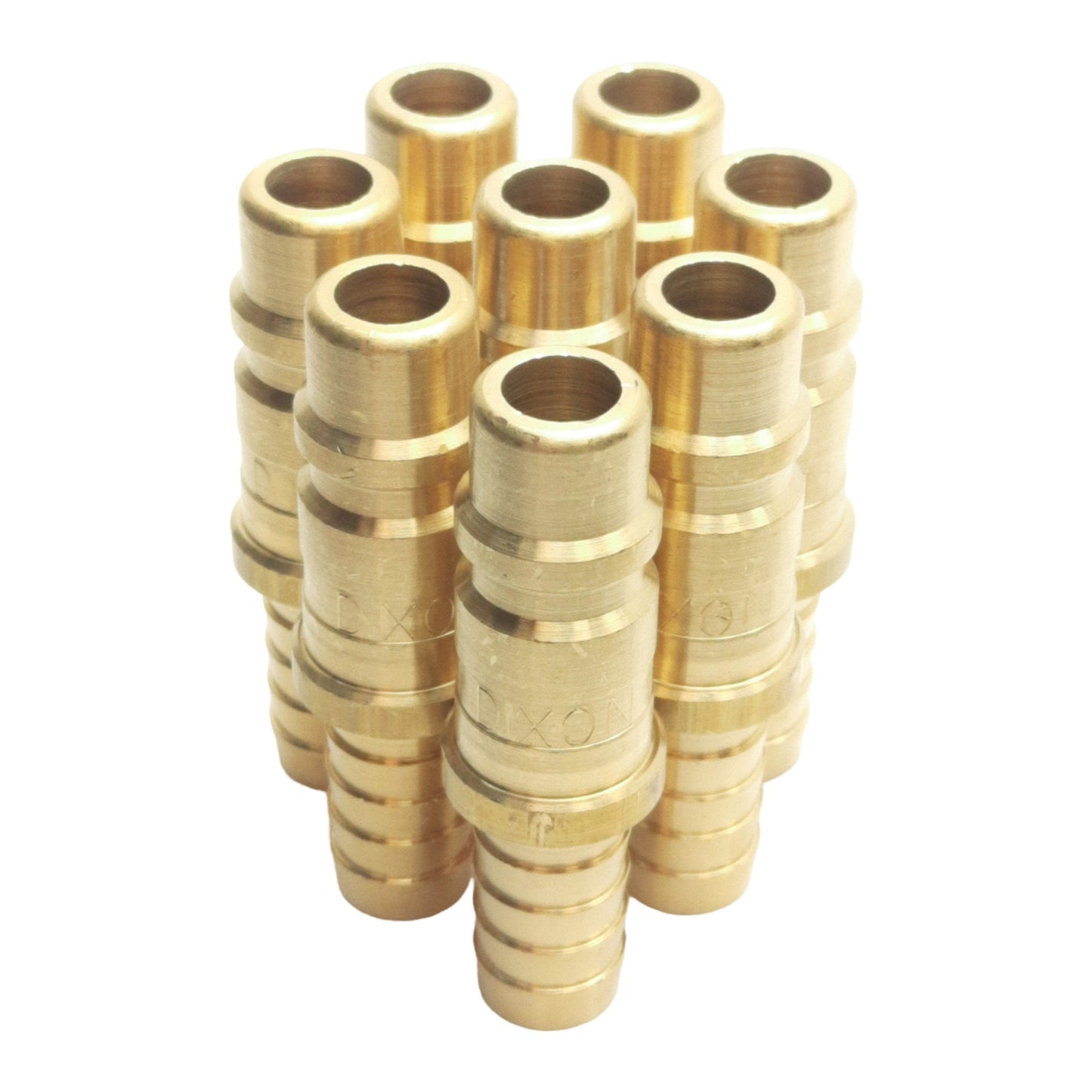 New Lot of 8 Dixon D4S4-B Pneumatic Brass Plug, 1/2in Hose ID, 1/2in Body, 500PSI