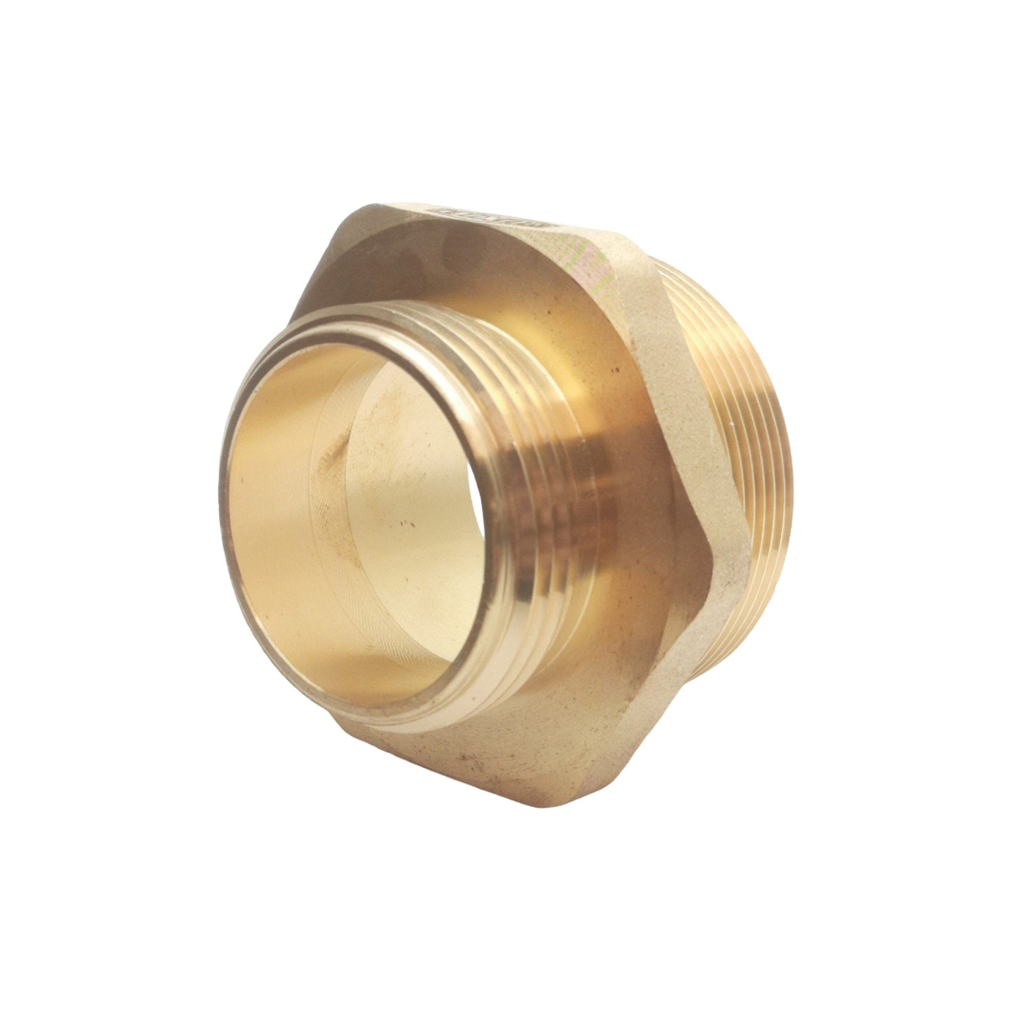 New Dixon DMH2015F Double Male Hex Nipple, 2in Male NPT, 1-1/2in Male NST(NH), Brass