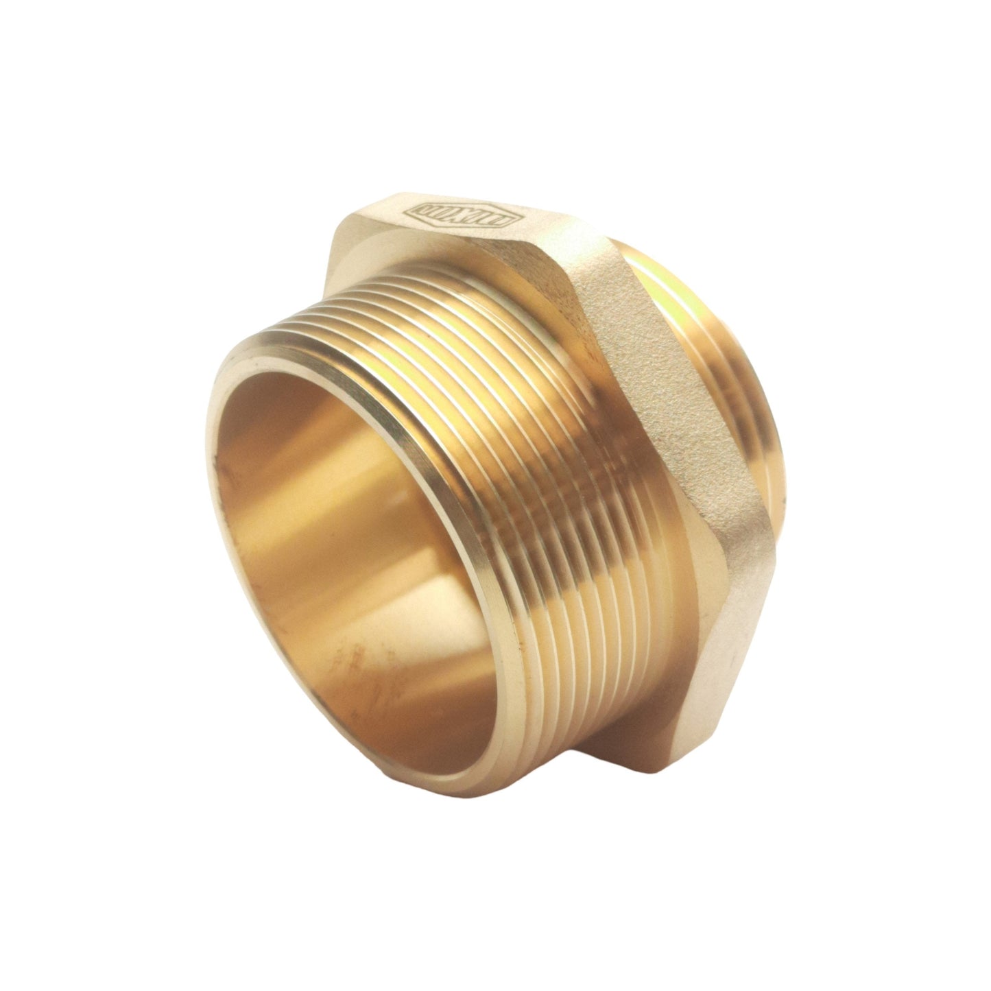 New Dixon DMH2015F Double Male Hex Nipple, 2in Male NPT, 1-1/2in Male NST(NH), Brass