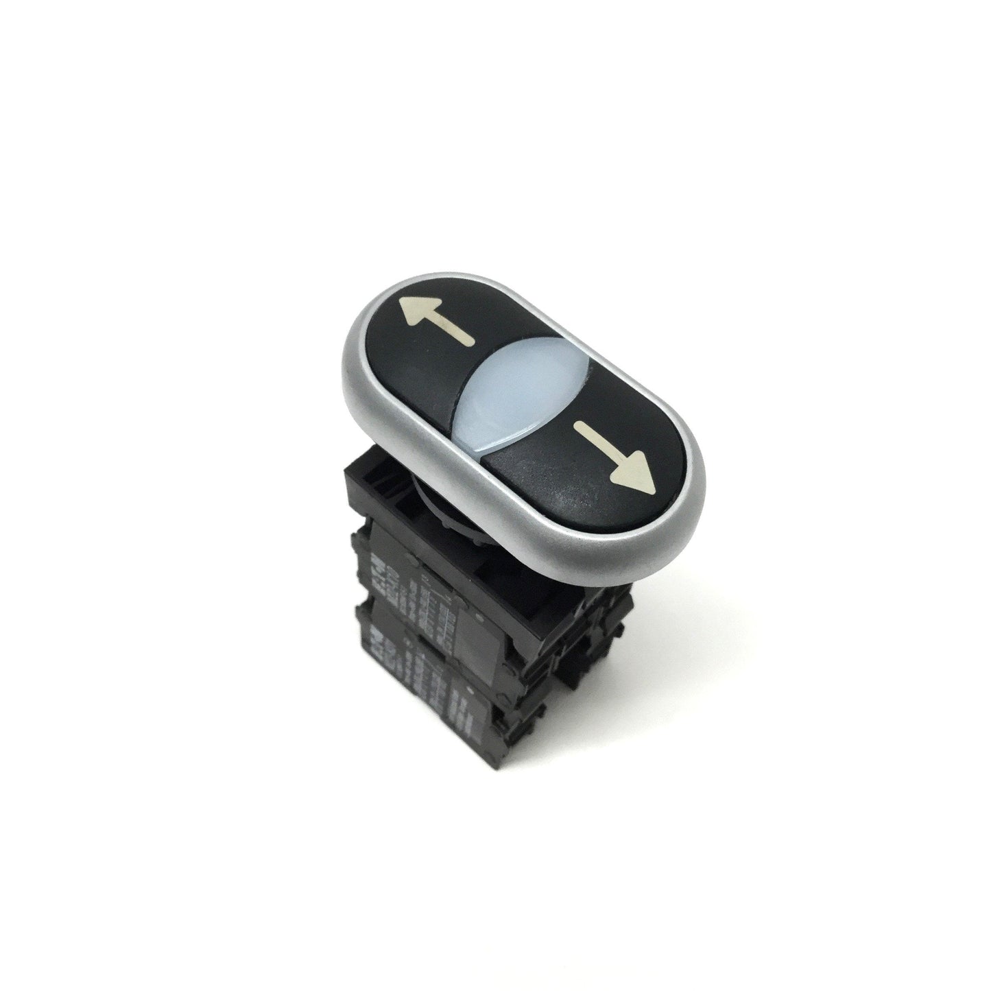 Used Eaton M22-DDL-S-X7/X7 Double Arrow Actuator Pushbutton, LED, Momentary, 2NO-2NC
