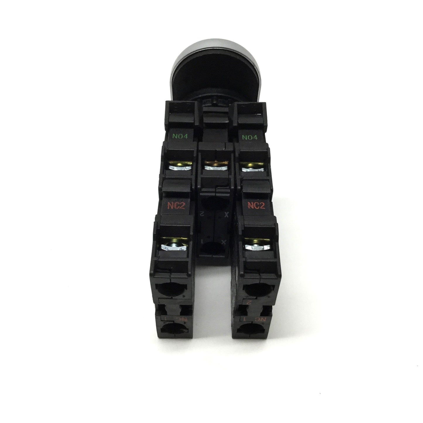 Used Eaton M22-DDL-S-X7/X7 Double Arrow Actuator Pushbutton, LED, Momentary, 2NO-2NC