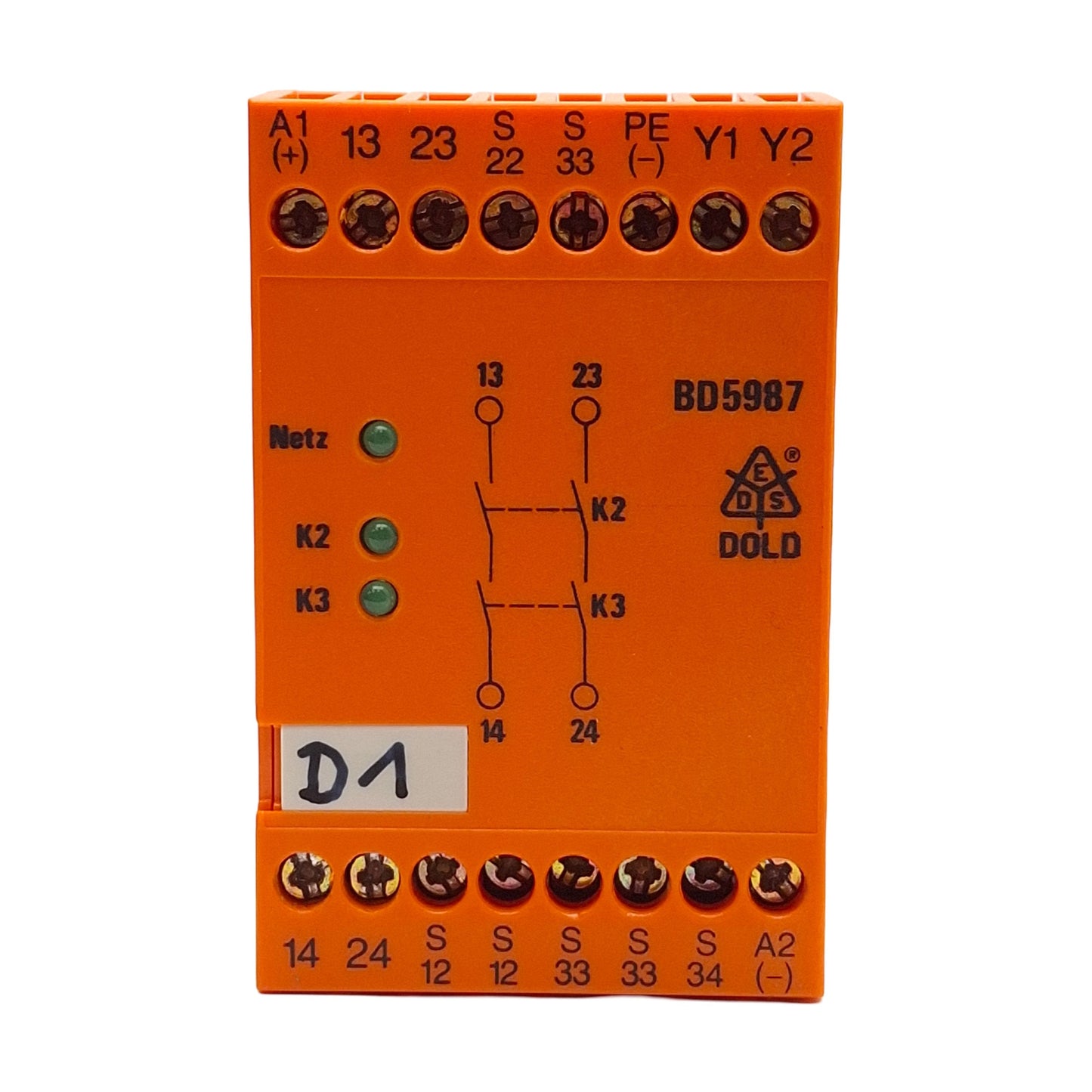 Used Dold BD 5987.02 DC24V Emergency Stop Module, 2NO 220VAC Contacts, 24VDC Control