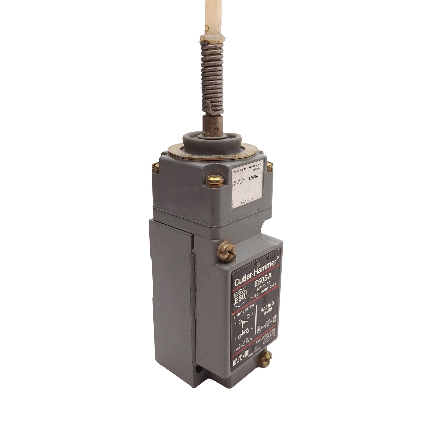 Used Cutler Hammer E50SA Wobble Head Limit Switch, 1NO+1NC SPDT, 600VAC/250VDC