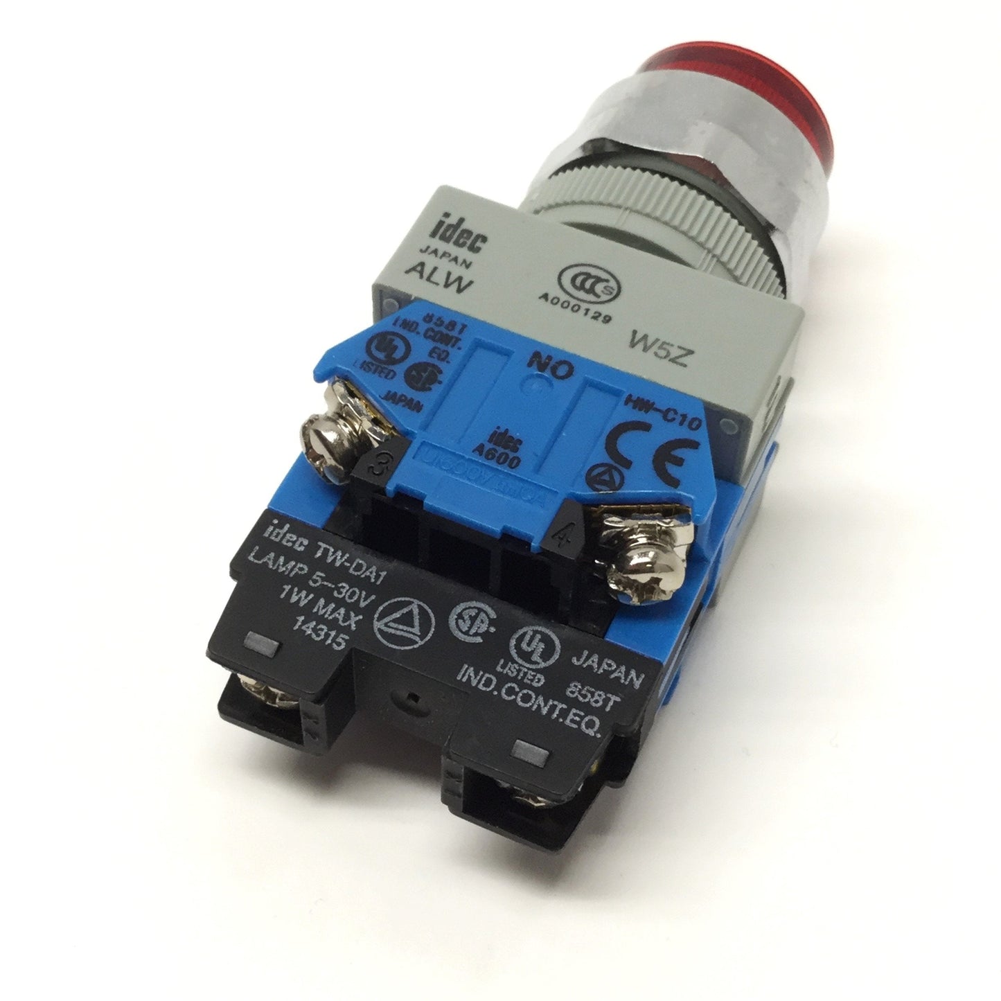 Used Idec ALW29920D-R-24V Illuminated Momentary Pushbutton, 2NO, Red LED, 24VAC/DC