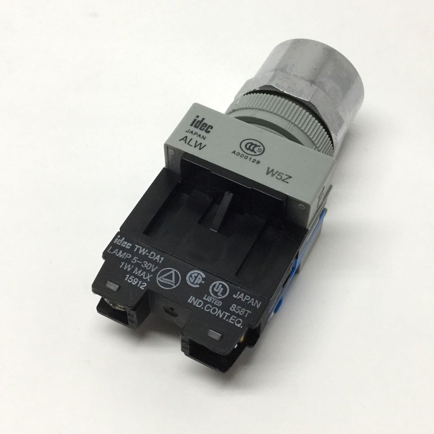 Used Idec ALFW29910D-G-24V Illuminated Momentary Pushbutton, 1NO, Green LED, 24VAC/DC