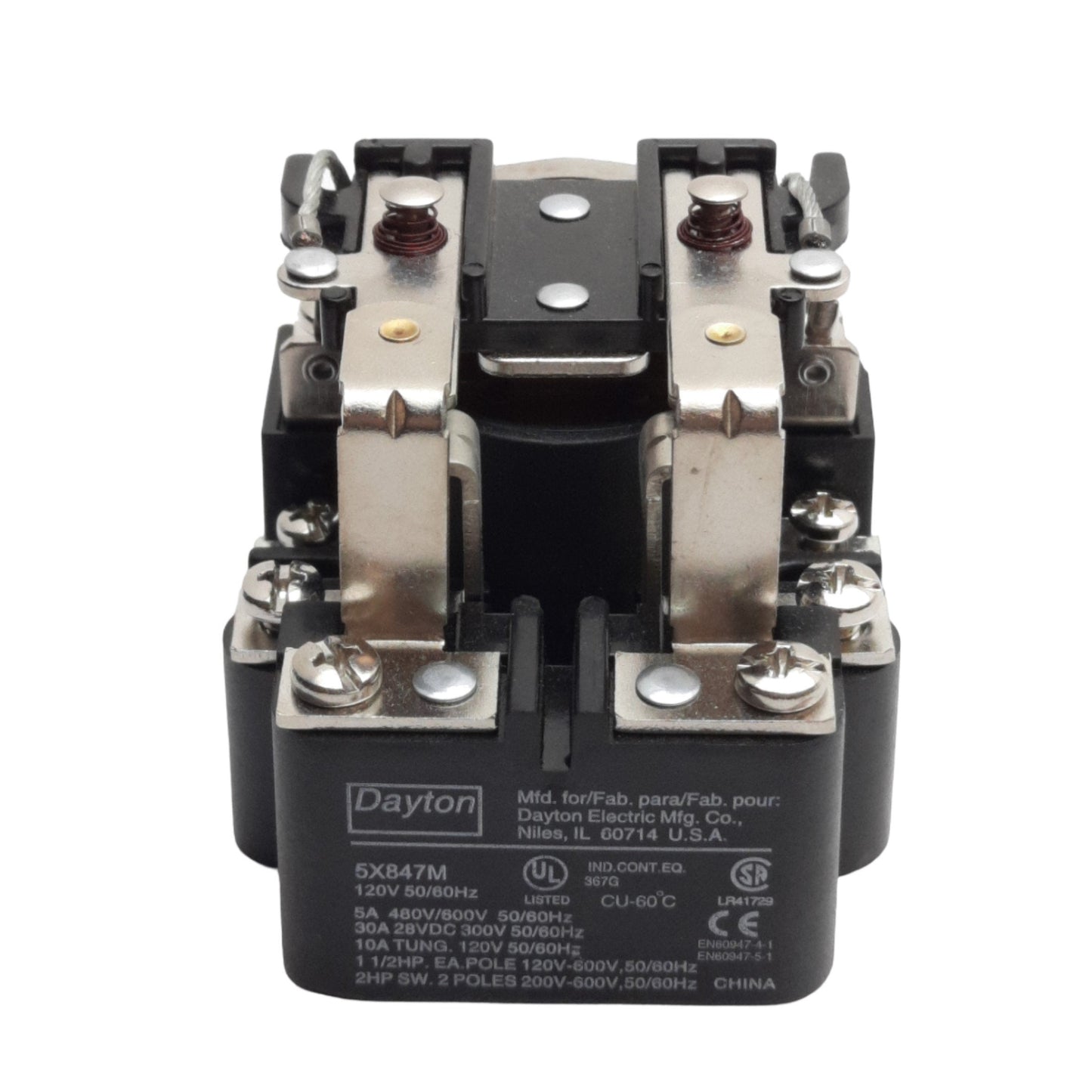 New Dayton 5X847M Power Relay DPDT 480/600VAC 5A, 28VDC 30A Contact, 120VAC Coil
