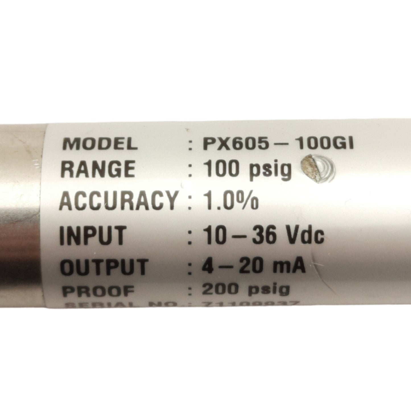 Used Omega Engineering PX605-100GI Pressure Transducer 10-36VDC 100psig Range, 4-20mA