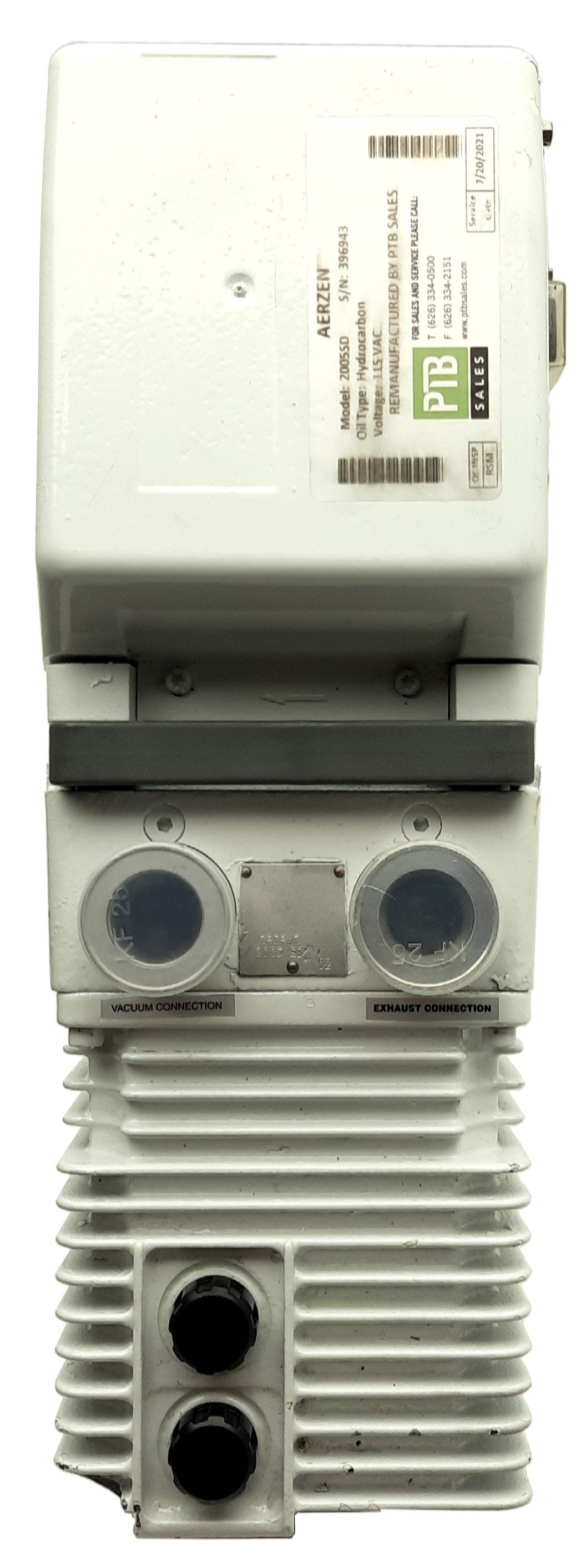 AERZEN 2005SD Vacuum Pump, 2-Stage, .55kW, 6m³/h, KF25, 115VAC *Housing*