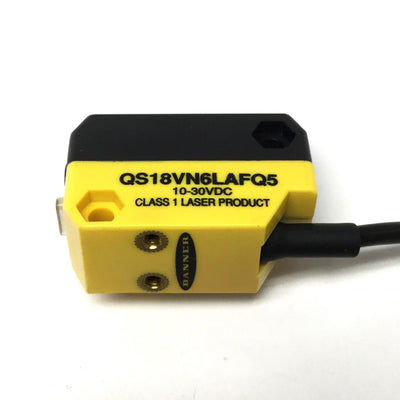 Used Banner QS18VN6LAFQ5 Laser Sensor 10-30VDC, NPN, 30-150mm Adjustable Cutoff