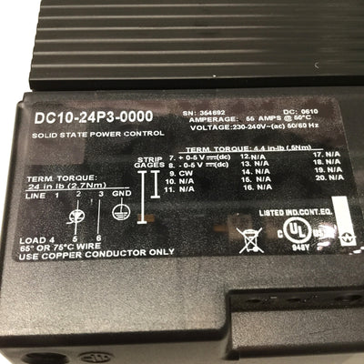 Used Watlow DC10-24P3-0000 DIN-a-mite Solid State 55A Power Controller 230-240VAC 1PH