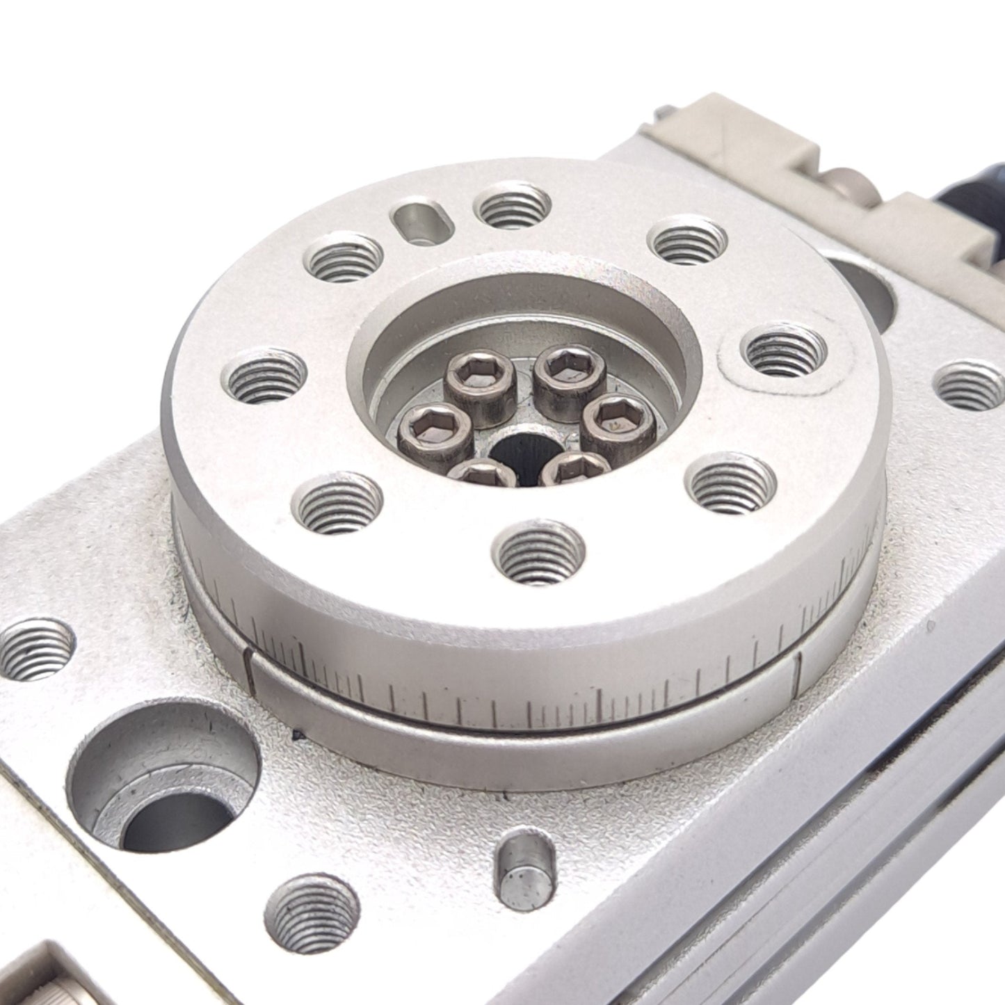 Used Bimba MHRQ10-A Pneumatic Rotary Actuator w/ Shock Absorber, 190°, M5x0.8, 1.0MPa