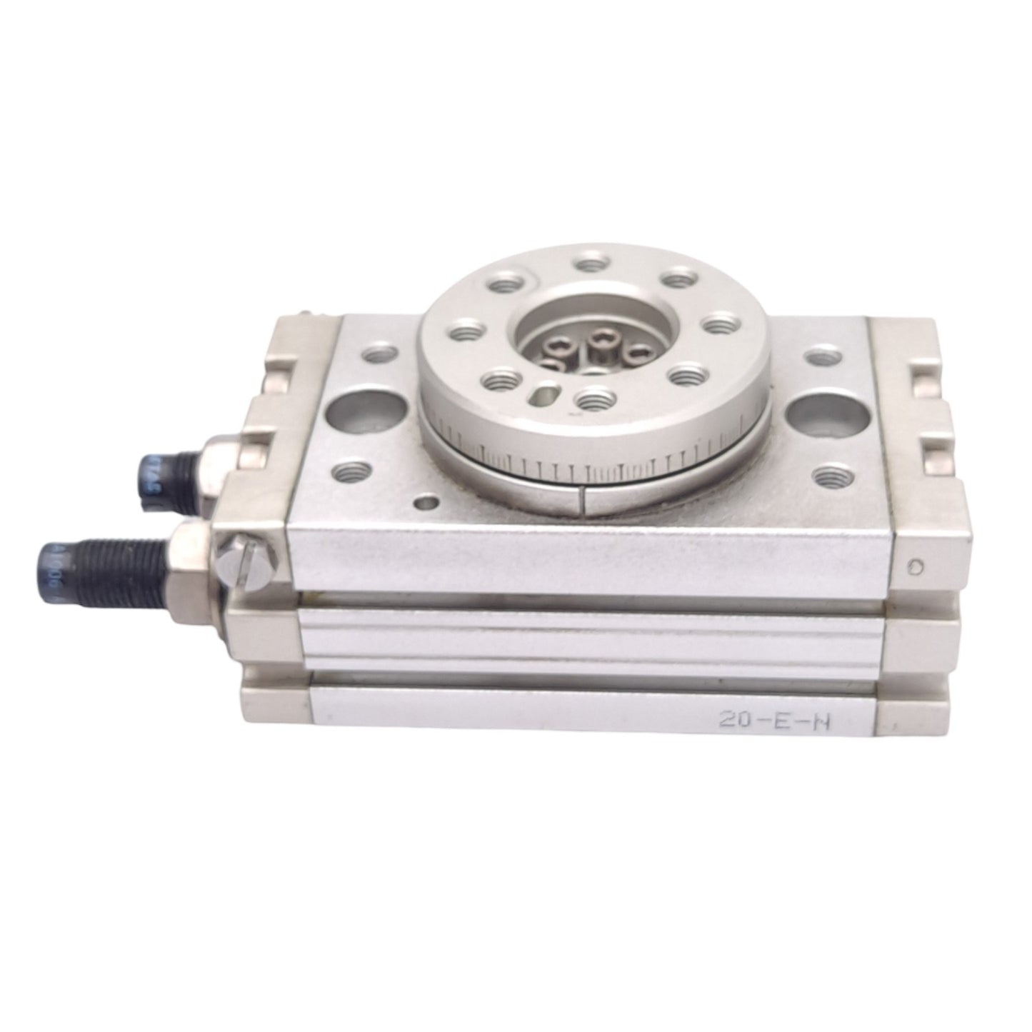 Used Bimba MHRQ10-A Pneumatic Rotary Actuator w/ Shock Absorber, 190°, M5x0.8, 1.0MPa