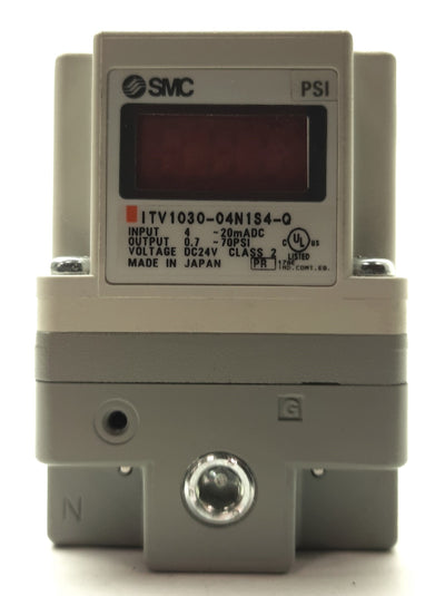 Used SMC ITV1030-04N1S4-Q Electro-Pneumatic Regulator 4-20mA 0.7-70PSI 1/8"NPT 24VDC