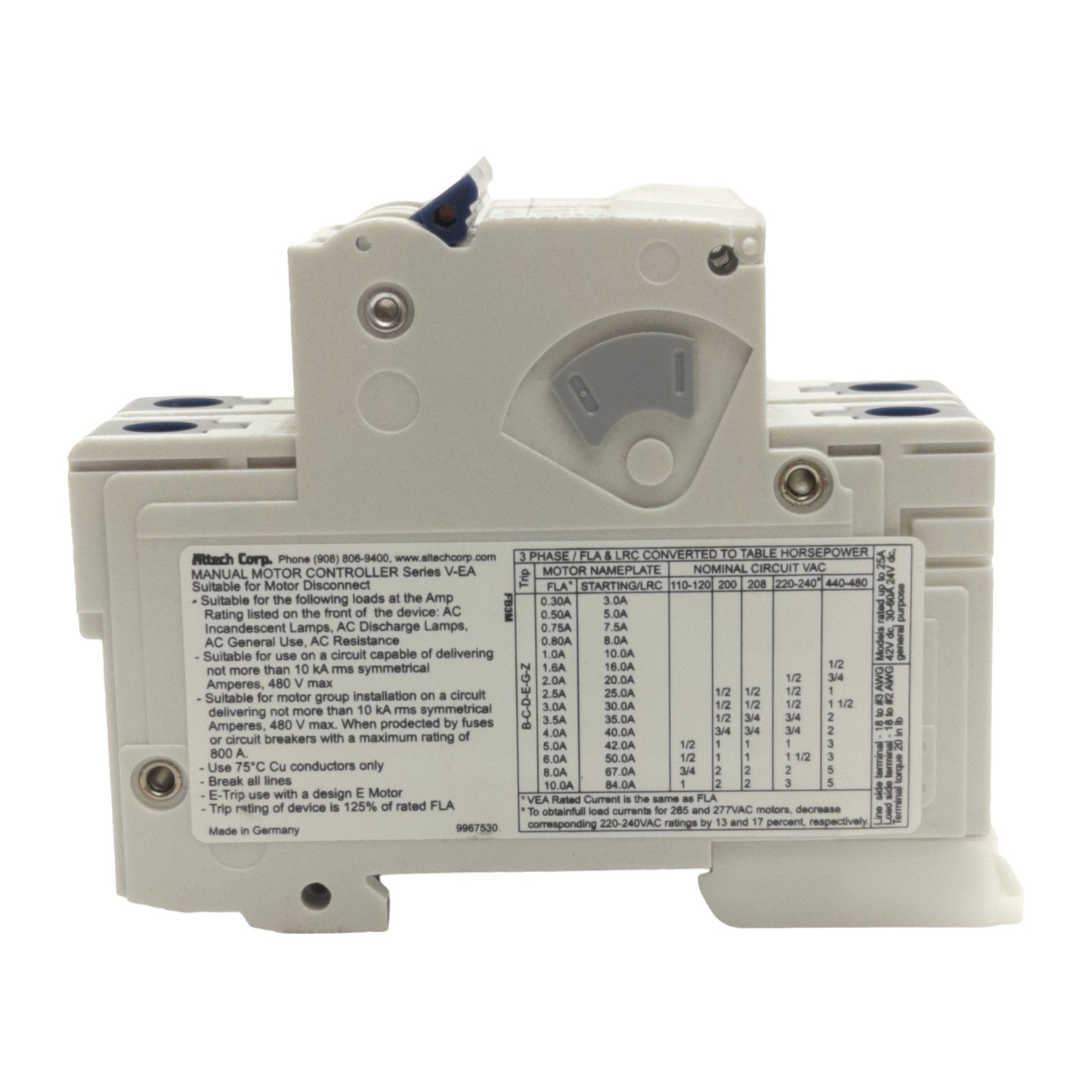 New Altech 2D05UM Circuit Breaker, 2-Pole, 480Y/277VAC 80VDC 500mA, DIN Rail Mount
