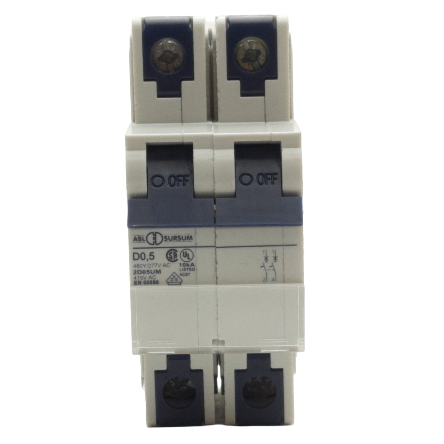 New Altech 2D05UM Circuit Breaker, 2-Pole, 480Y/277VAC 80VDC 500mA, DIN Rail Mount