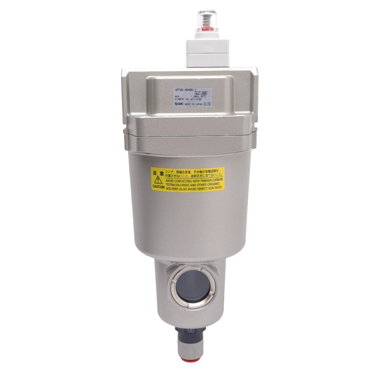 New SMC AFF8C-N04BC-T Pneumatic Filter w/ Auto Drain, 3μm 1500L/min, 1/2 NPT, 1.0MPa