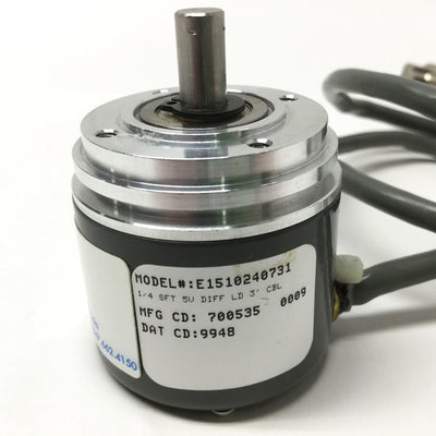 Used Danaher Dynapar E1510240731 Rotary Encoder 1024PPR, Ø1/4" Shaft, 5V Line Driver
