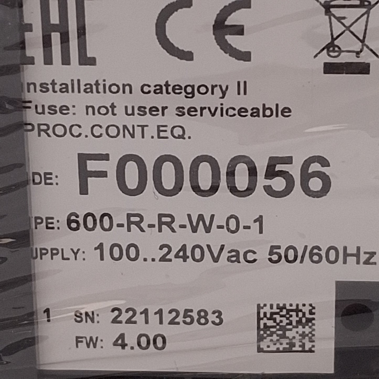 New Gefran F000056 PID Controller 100-240VAC Supply, 5A 250VAC/30VAC Relay, 1/16 DIN