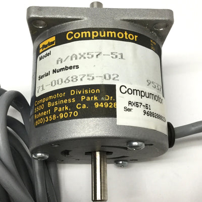 Used Parker A/AX57-51 Compumotor Stepper Motor, Ø1/4" Double Shaft, 60oz-in, NEMA 23