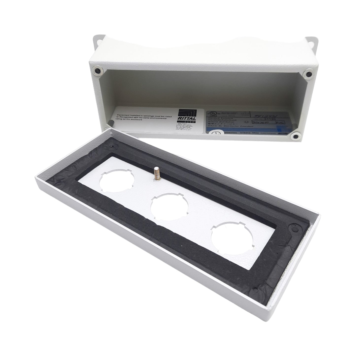 New Rittal PB03305S1C Pushbutton Enclosure, 3-Hole, ø30.5mm, NEMA 12, Steel