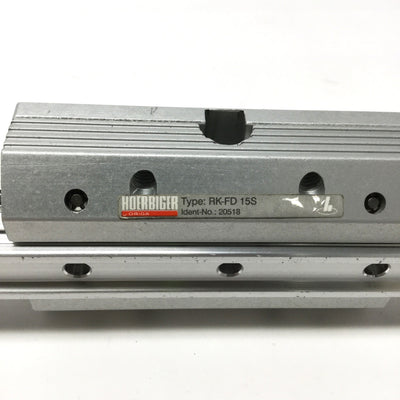 Used Hoerbiger Origa RK-FD 15S Aluminum Roller Carriage on 150mm Linear Guide Rail