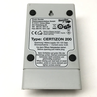 Used Sander C200 Certizon Aquarium Water Ozone Generator Ozonizer 50-200mg/h, 12VDC