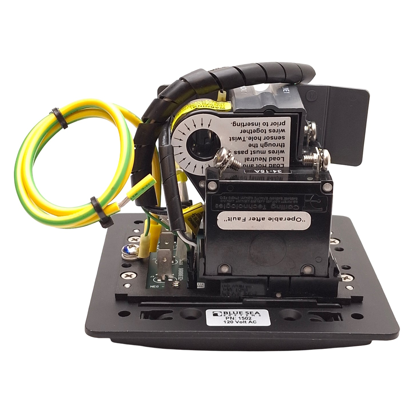 Used Blue Sea 1502 ELCI Main Circuit Breaker Panel, 2P + 1, 120VAC, 30A Main, 15A Aux